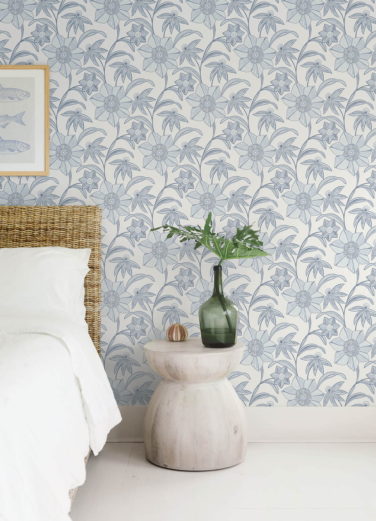 A-Street Prints Sea Salt Star Flower Wallpaper - Blue