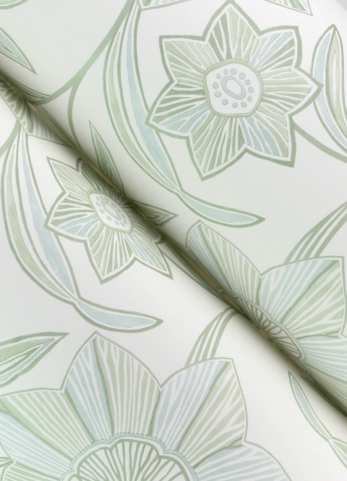 A Street Prints Sea Salt Star Flower Wallpaper Sample - Light Green