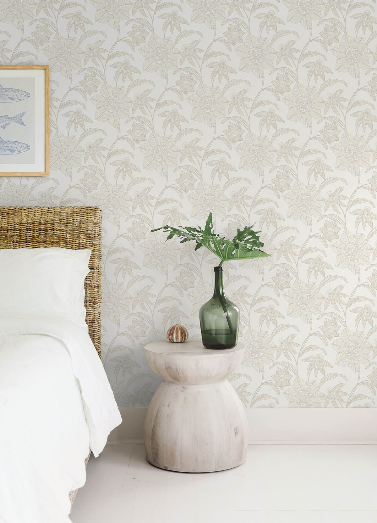 A-Street Prints Sea Salt Star Flower Wallpaper - Beige