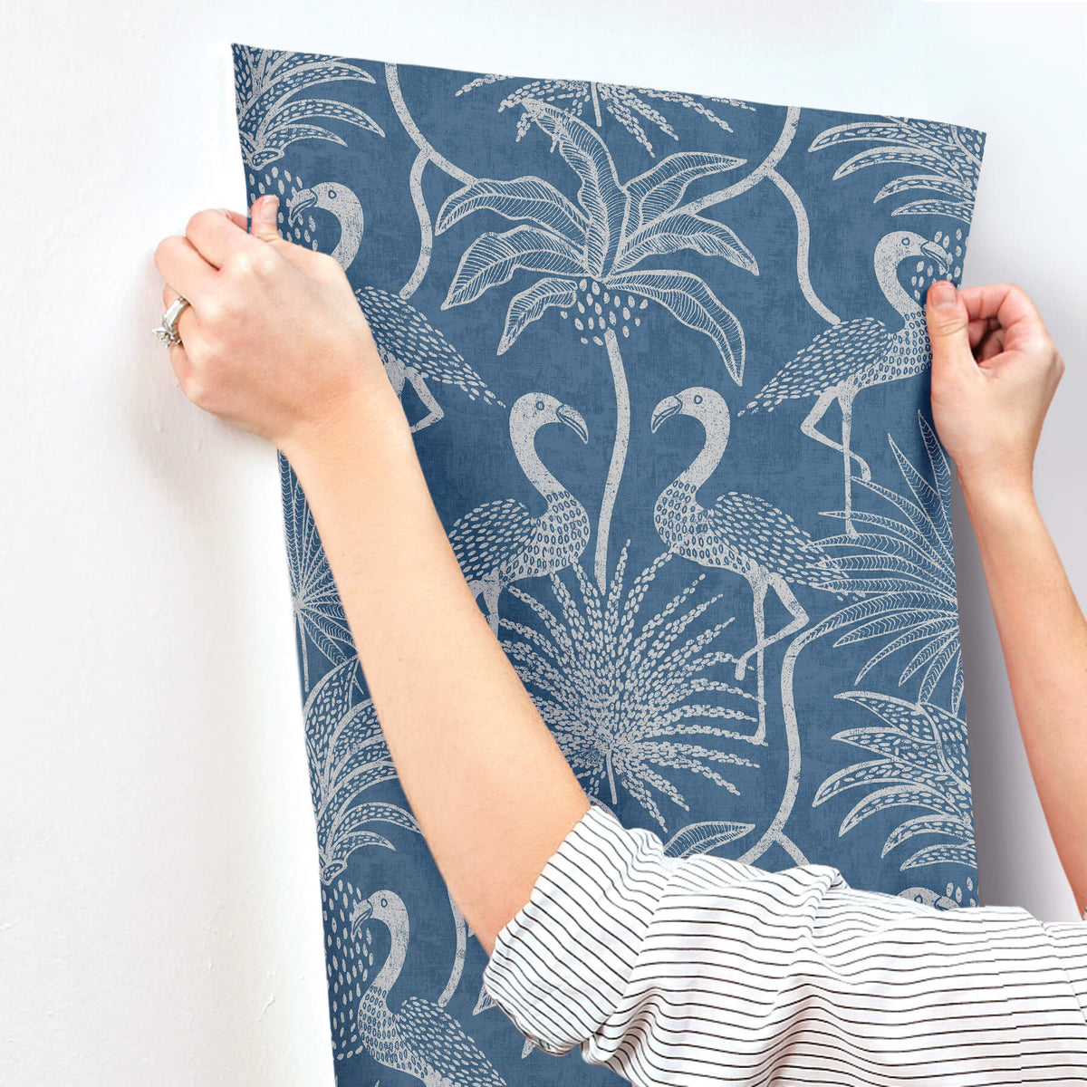 A Street Prints Sea Salt Biscayne Wallpaper Sample - Navy