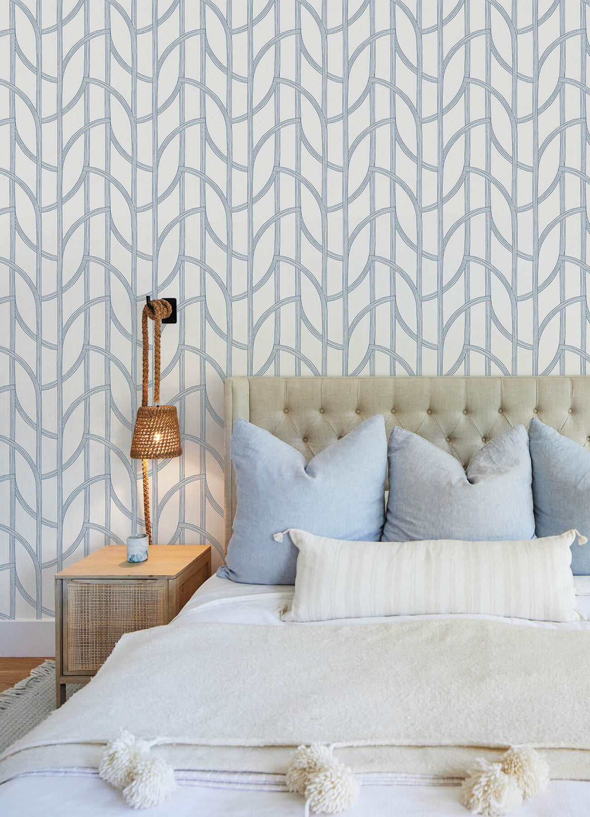 A Street Prints Sea Salt Salvo Wallpaper Sample - Navy