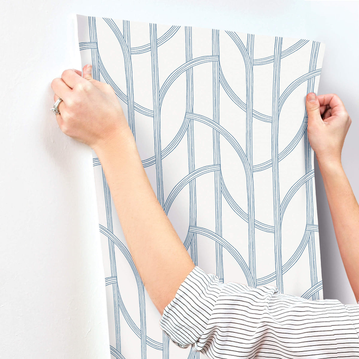 A Street Prints Sea Salt Salvo Wallpaper Sample - Navy