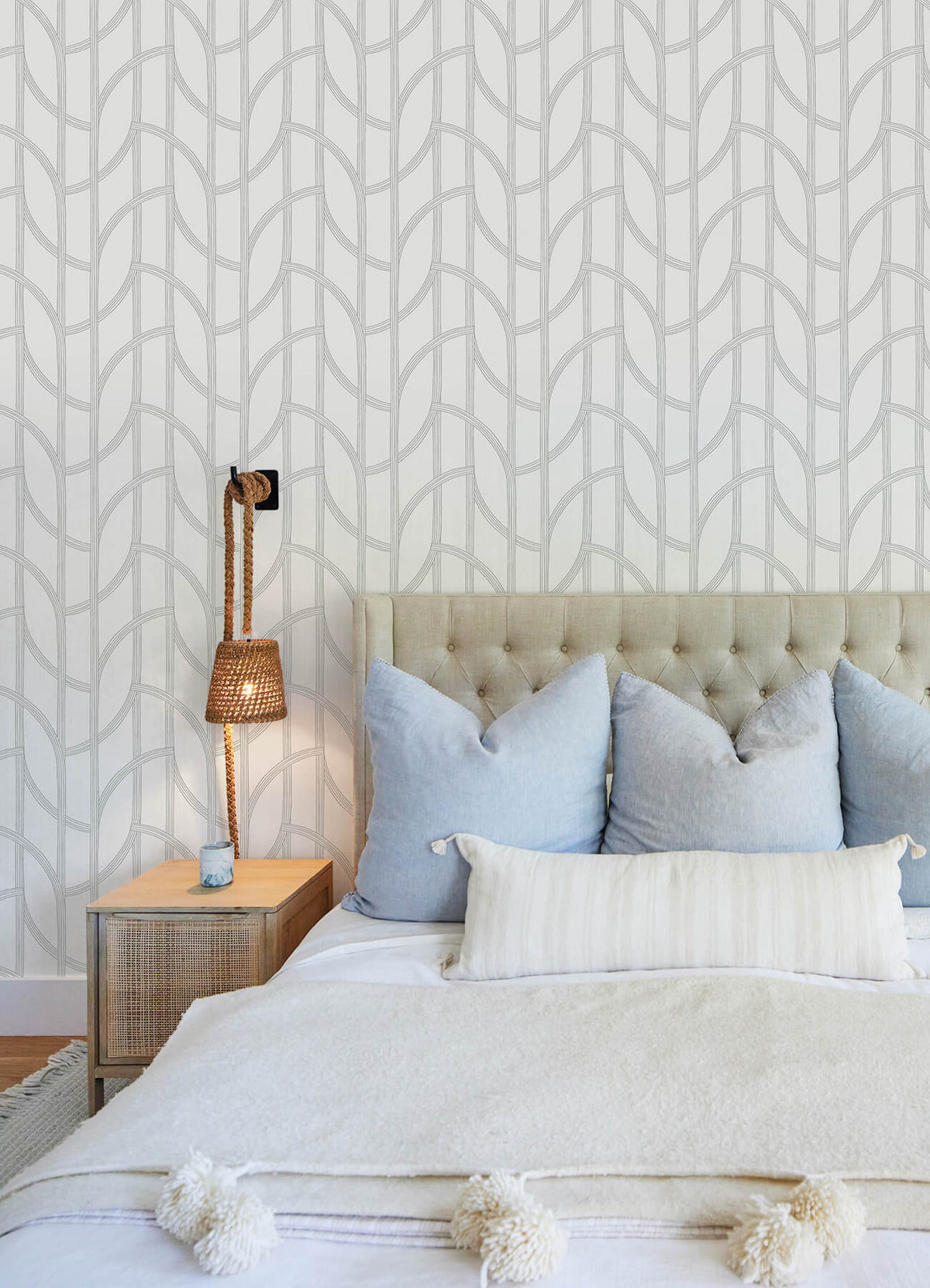A Street Prints Sea Salt Salvo Wallpaper Sample - Silver