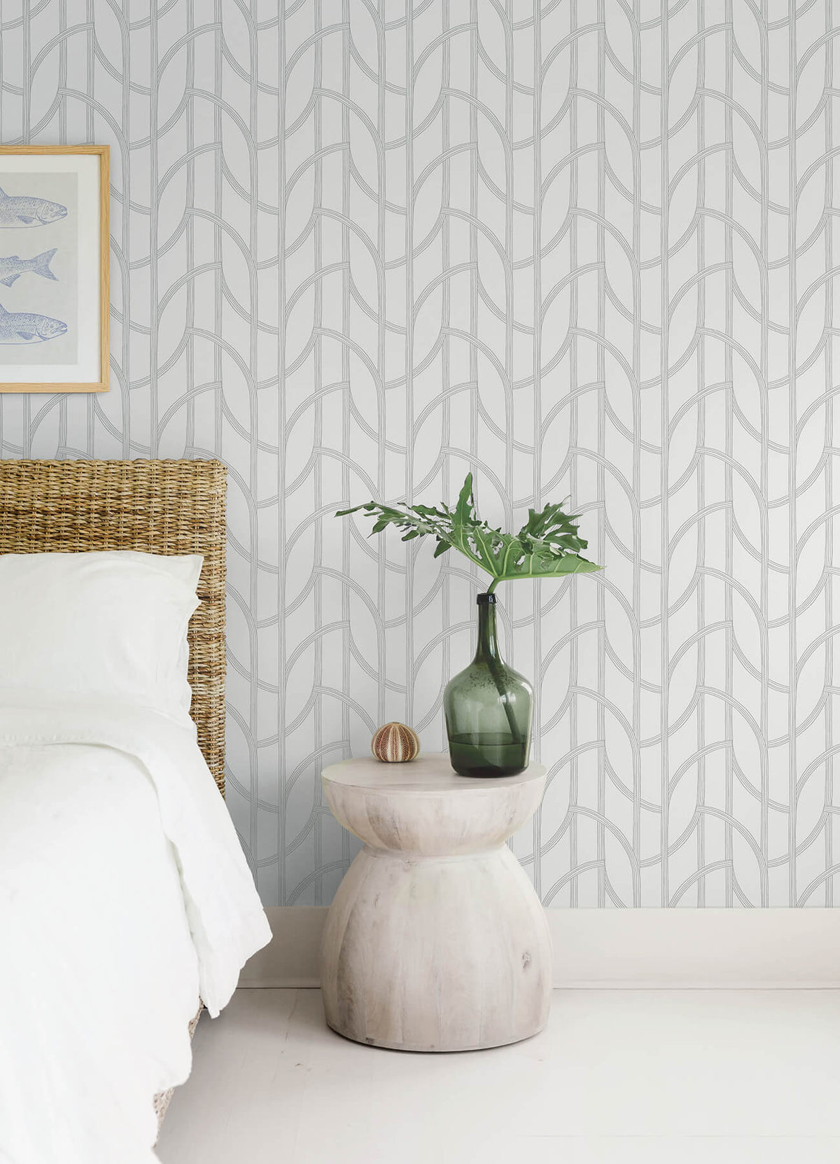 A Street Prints Sea Salt Salvo Wallpaper Sample - Silver