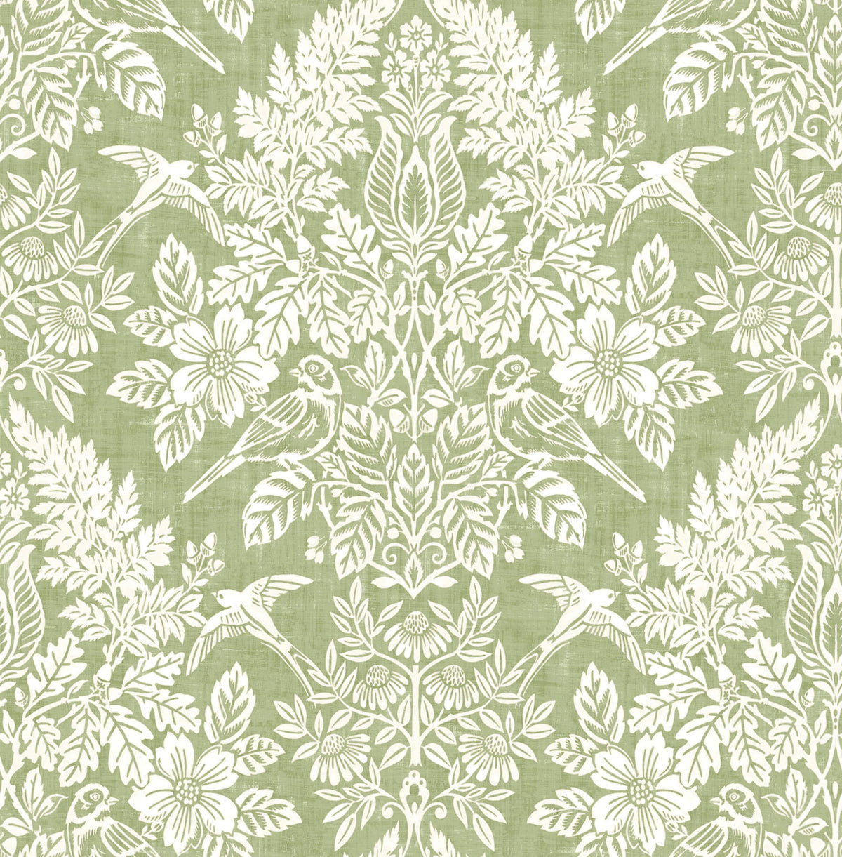 Chris Loves Julia Finch Wallpaper Sample - Light Green