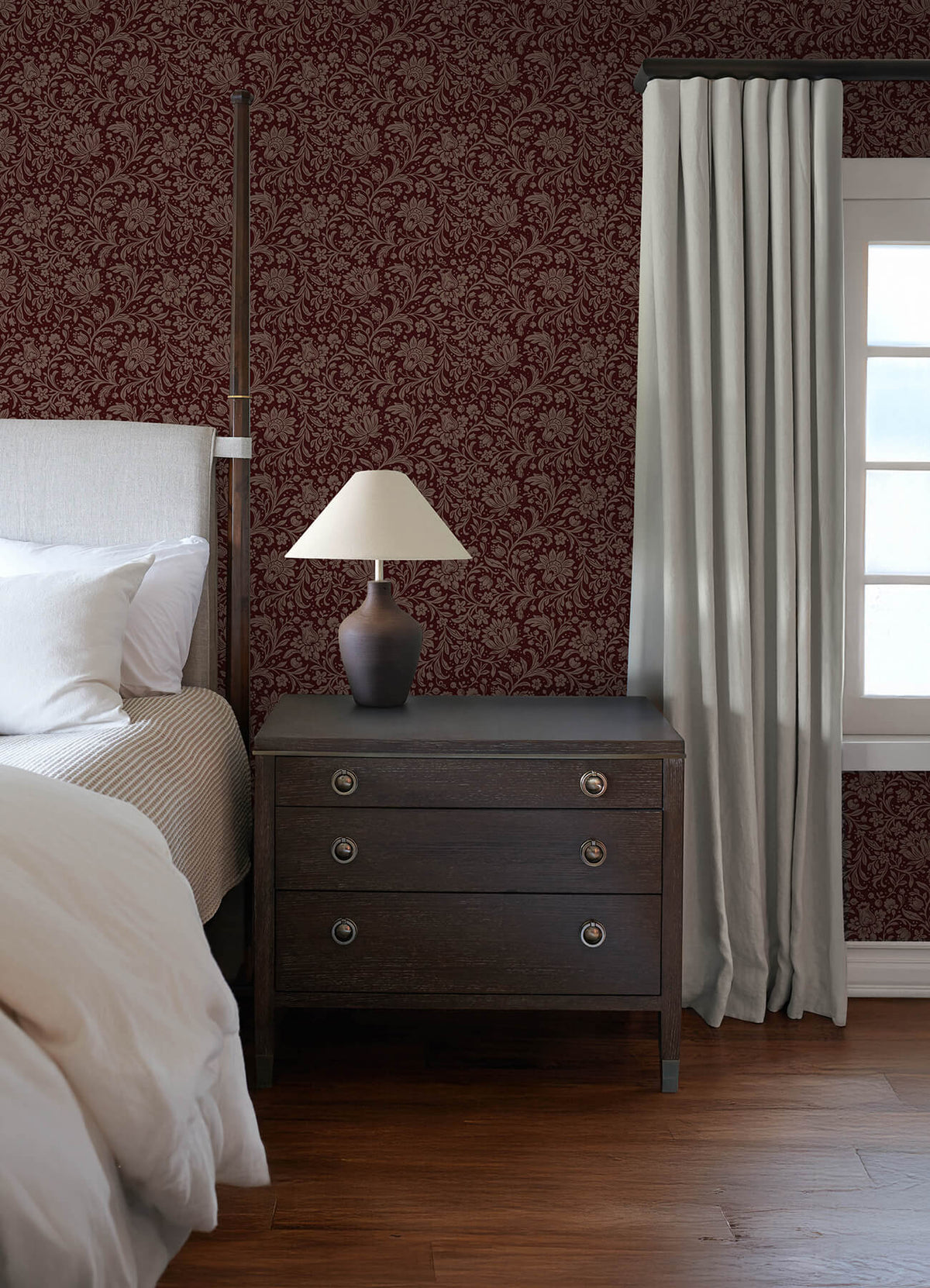 Chris Loves Julia Hague Wallpaper Sample - Burgundy