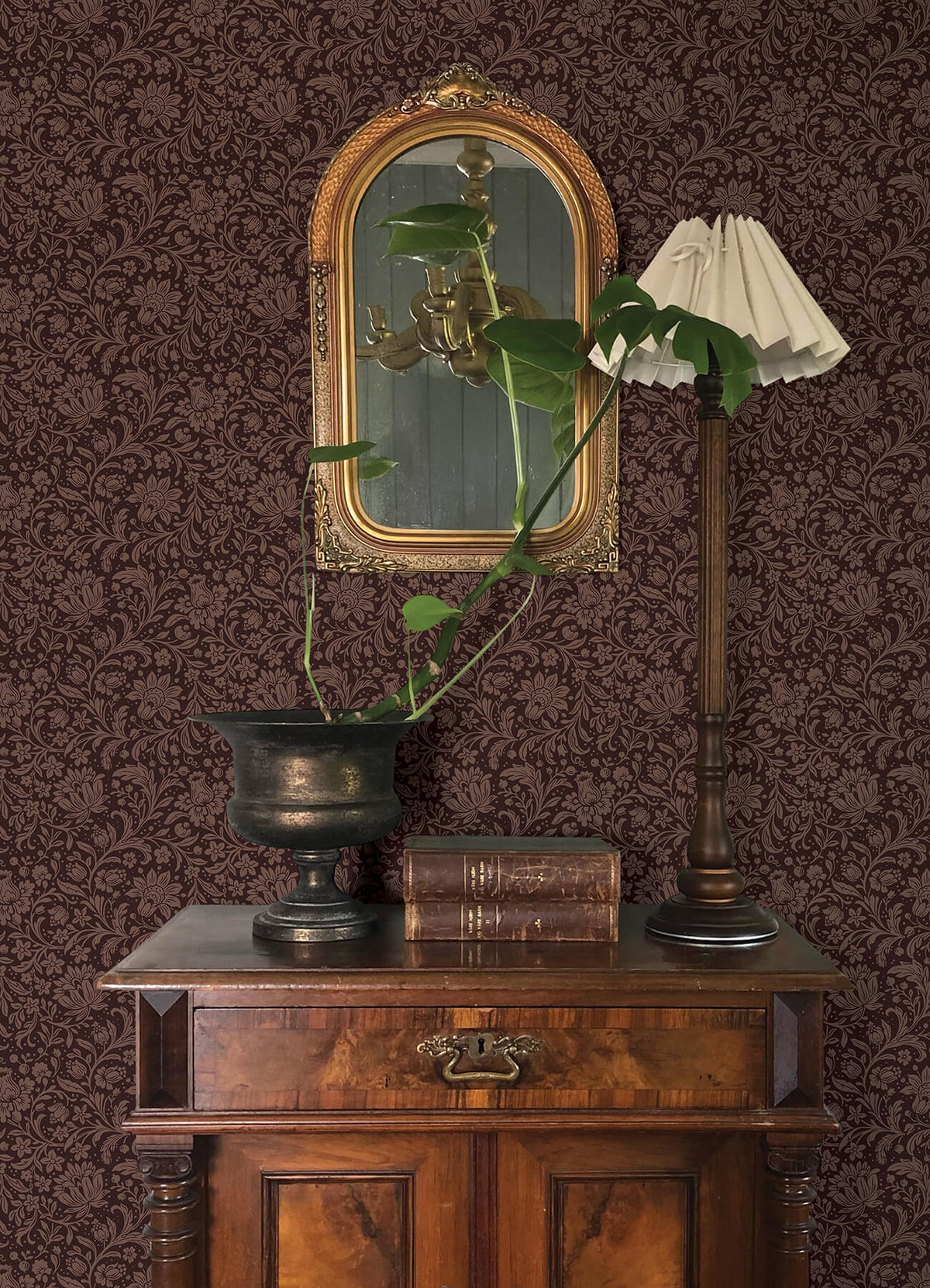 Chris Loves Julia Hague Wallpaper Sample - Burgundy