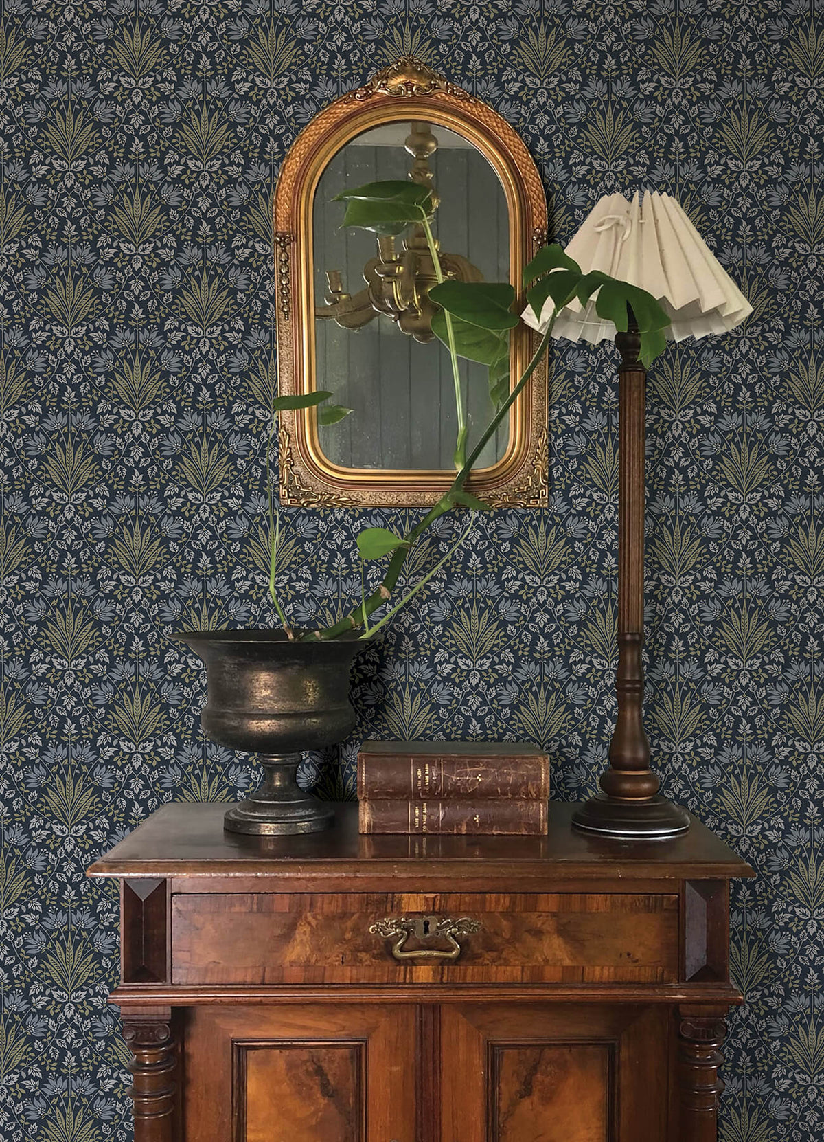 Chris Loves Julia Woodbury Wallpaper Sample - Navy