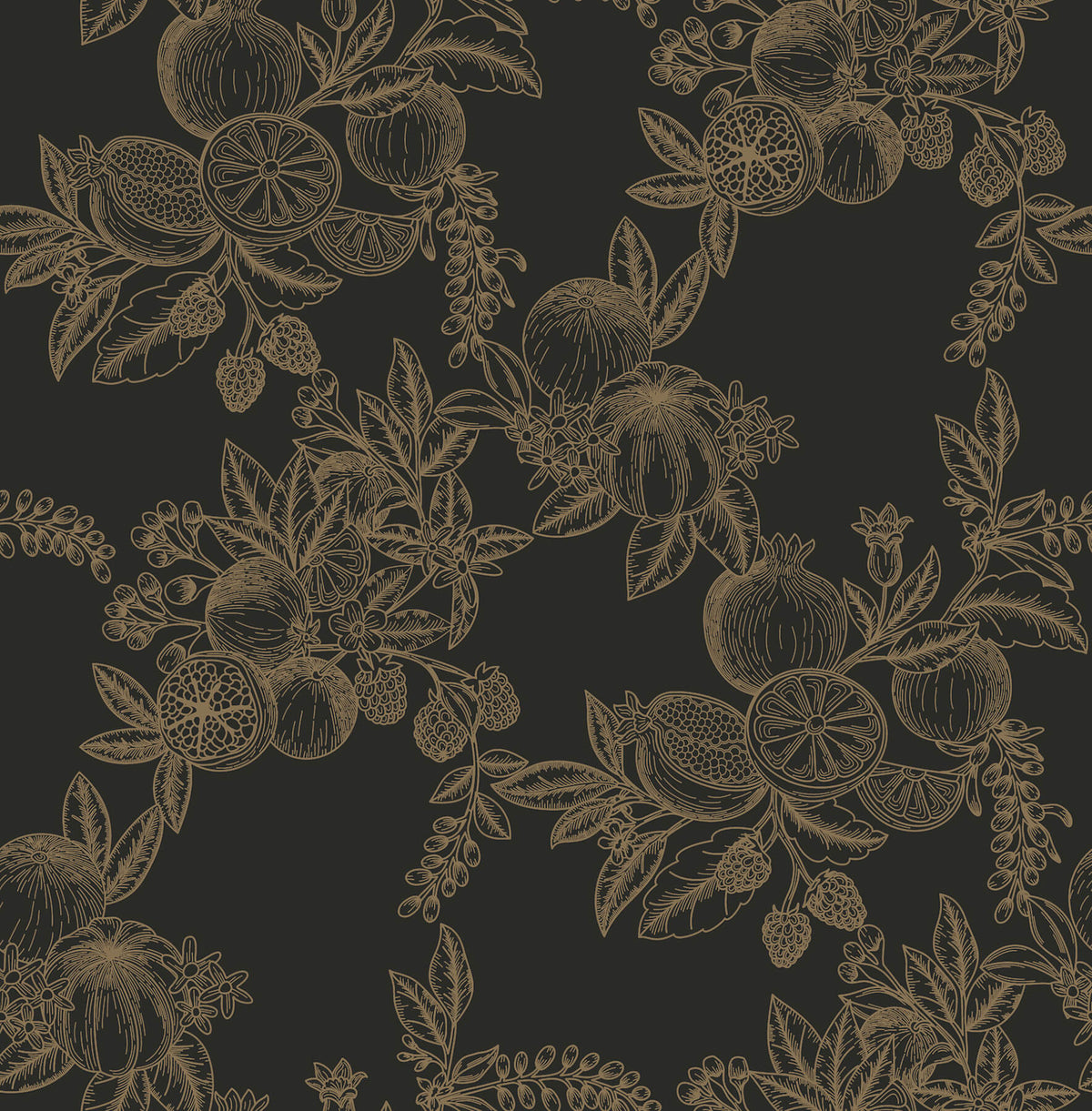 Chris Loves Julia Gerty Wallpaper - Black & Gold