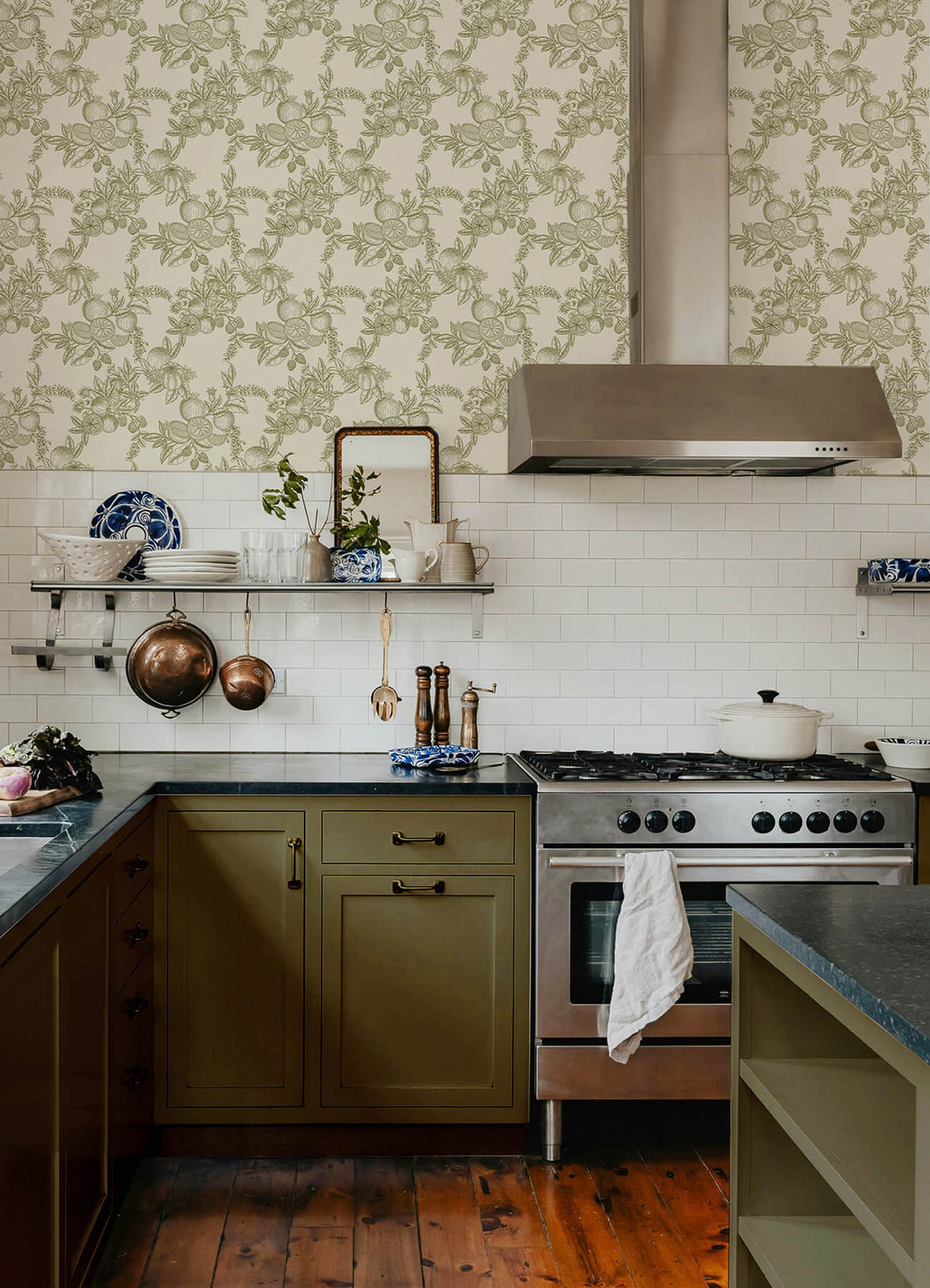 Chris Loves Julia Gerty Wallpaper - Green & White