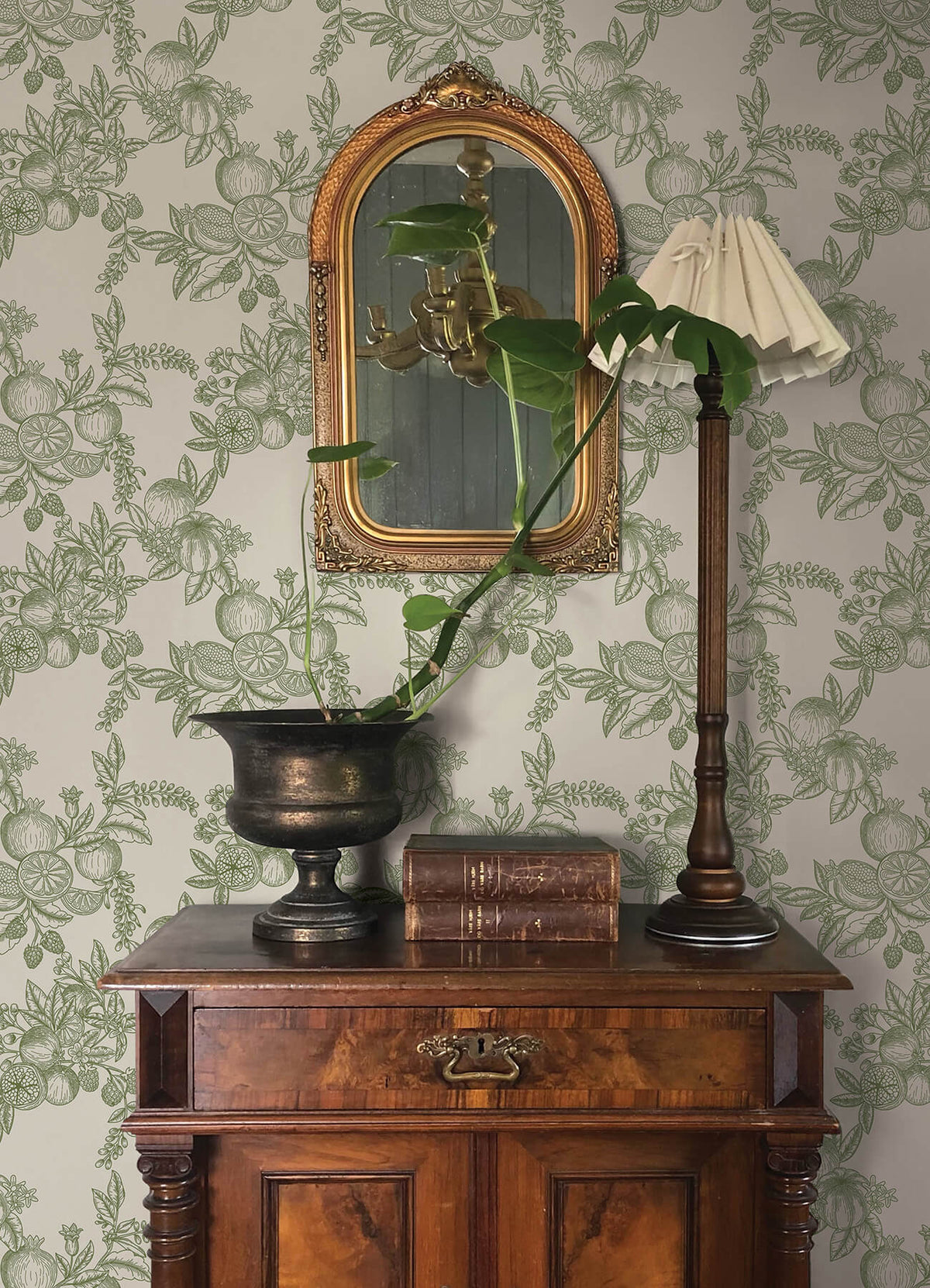 Chris Loves Julia Gerty Wallpaper - Green & White