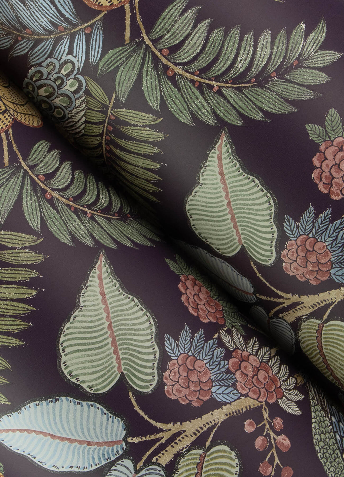 Chris Loves Julia Geneva Peacock Wallpaper - Plum