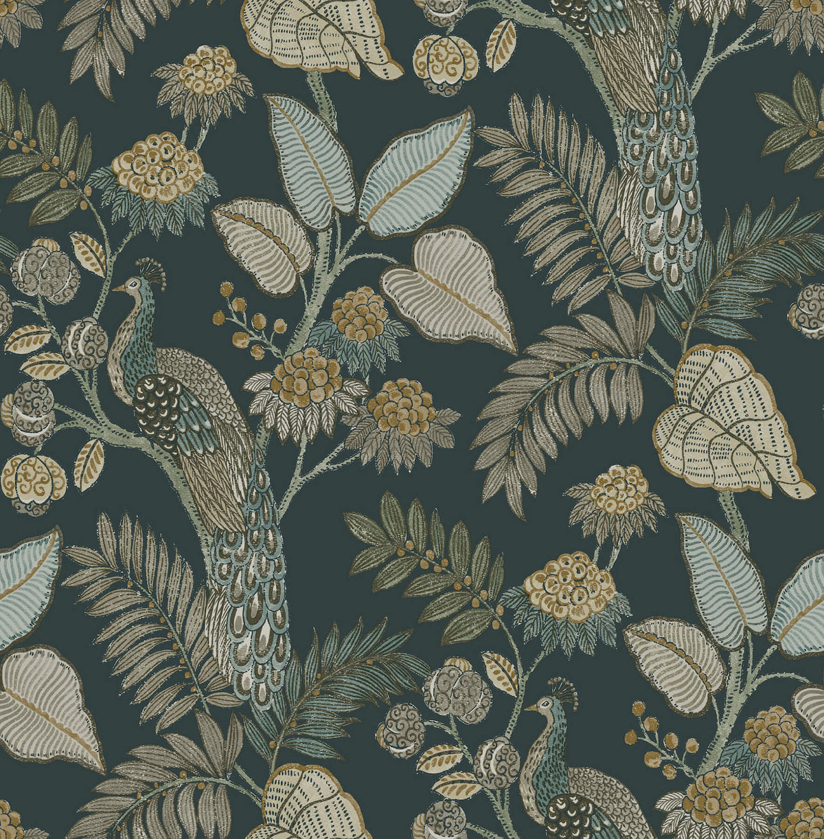 Chris Loves Julia Geneva Peacock Wallpaper - Sea Green