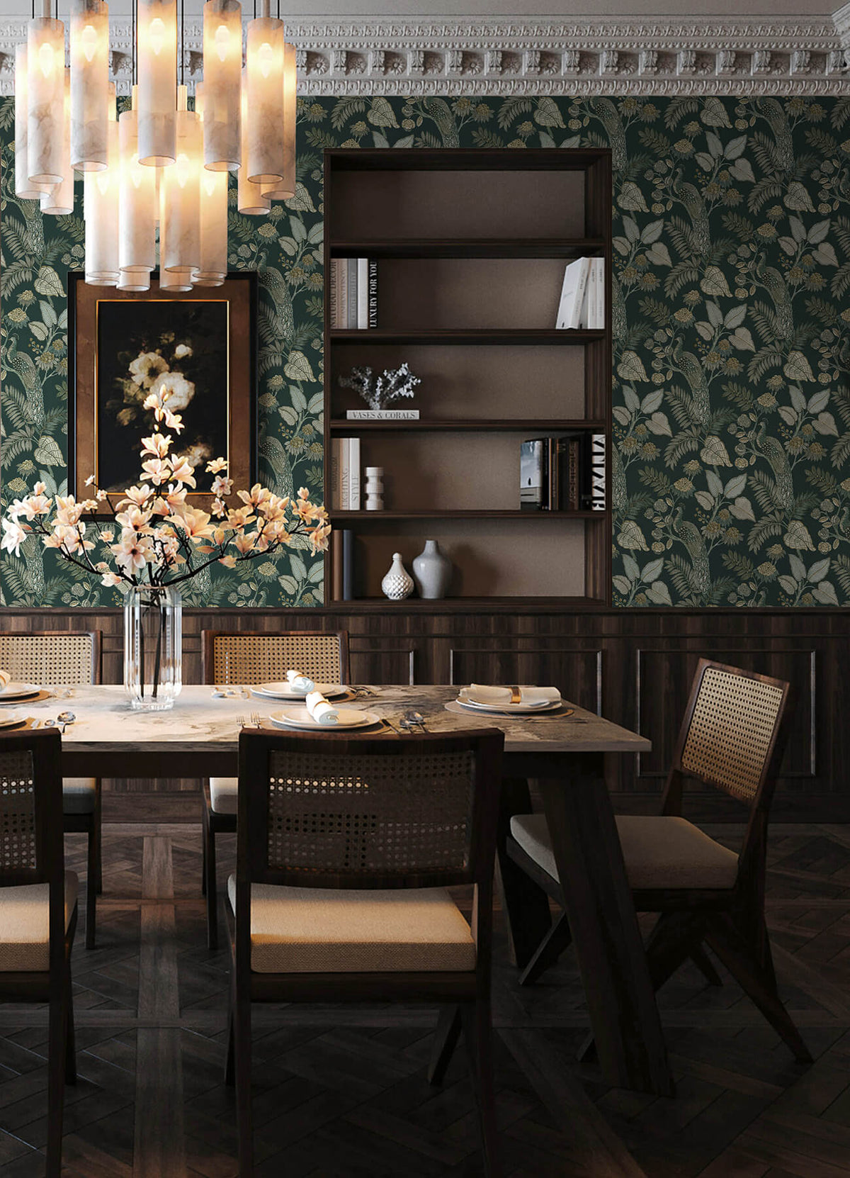 Chris Loves Julia Geneva Peacock Wallpaper - Sea Green