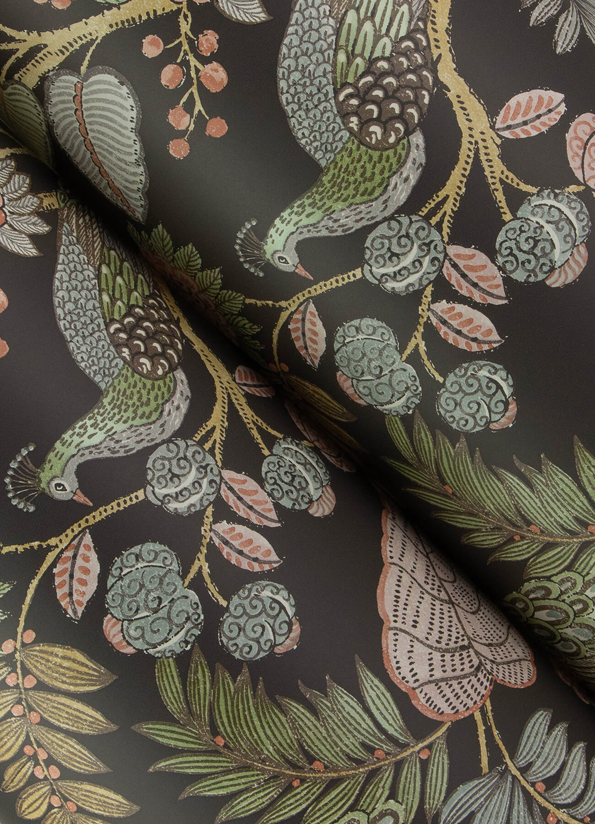 Chris Loves Julia Geneva Peacock Wallpaper Sample - Chocolate