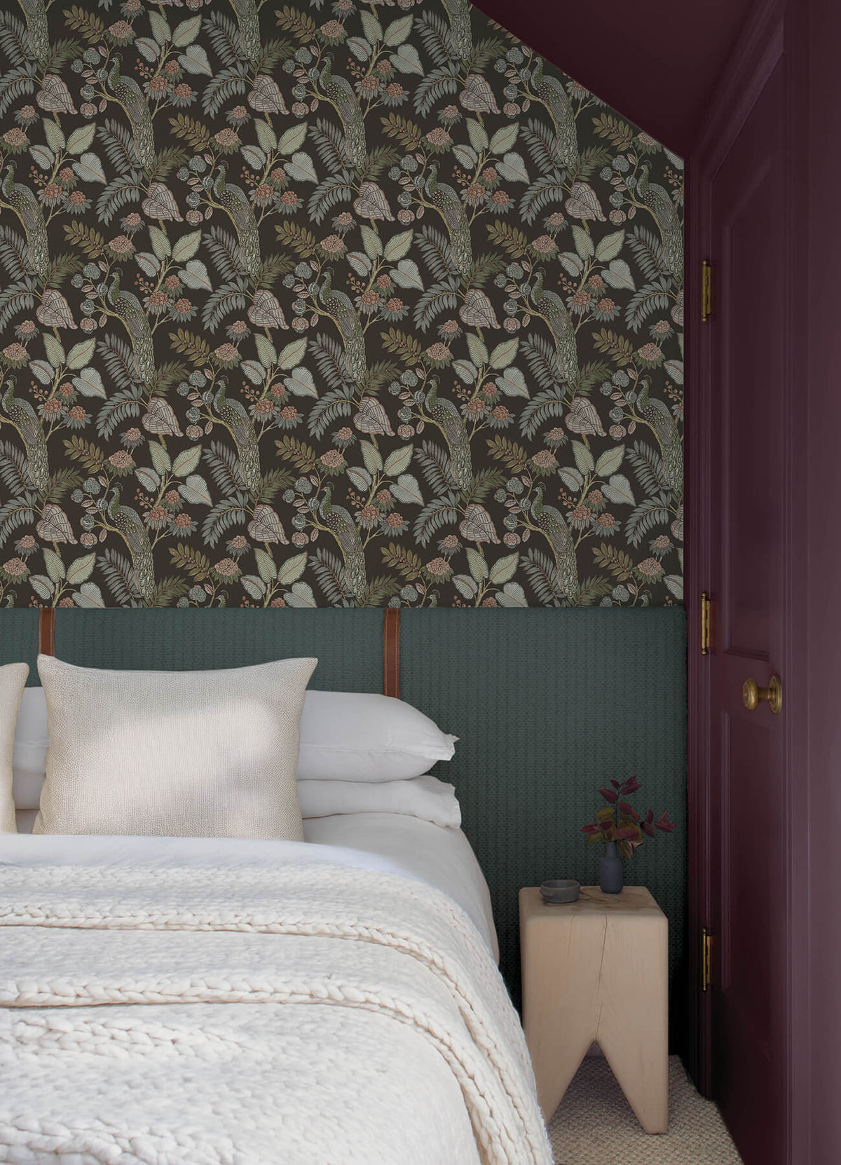Chris Loves Julia Geneva Peacock Wallpaper Sample - Chocolate