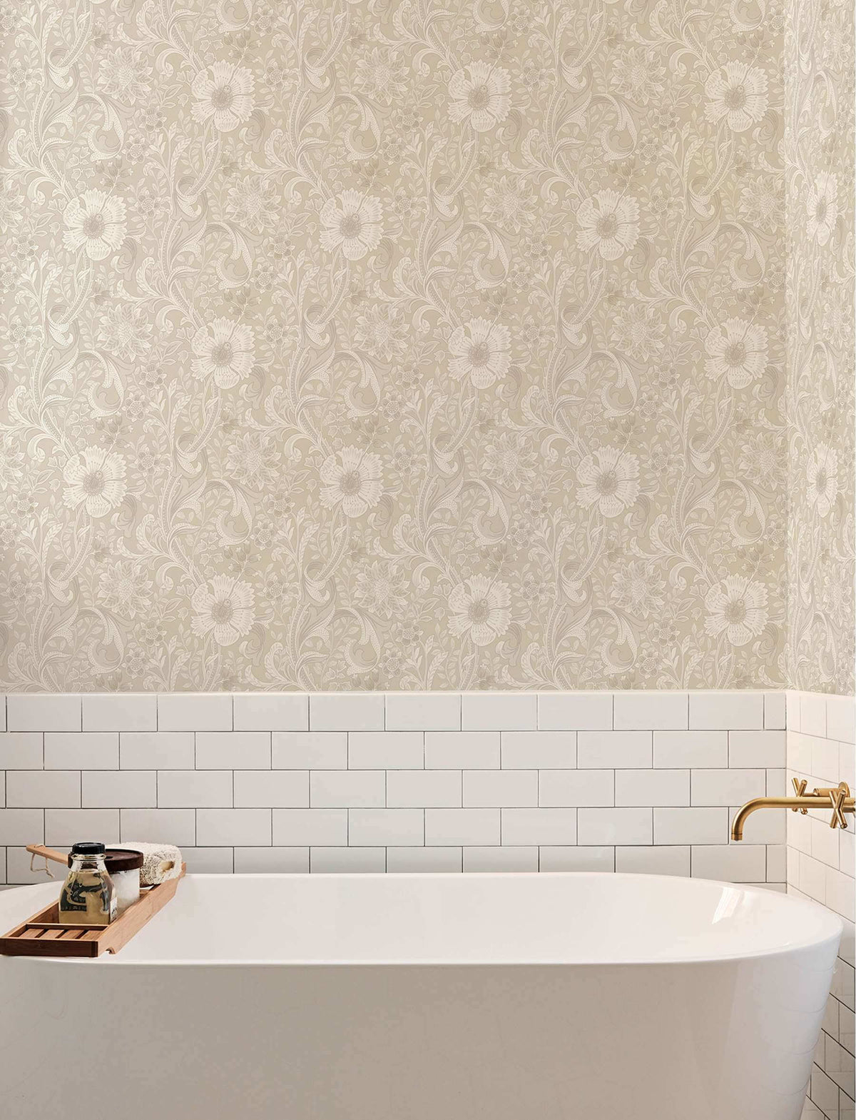 Chesapeake Kitchen & Bath Liora Floral Wallpaper Sample - Beige