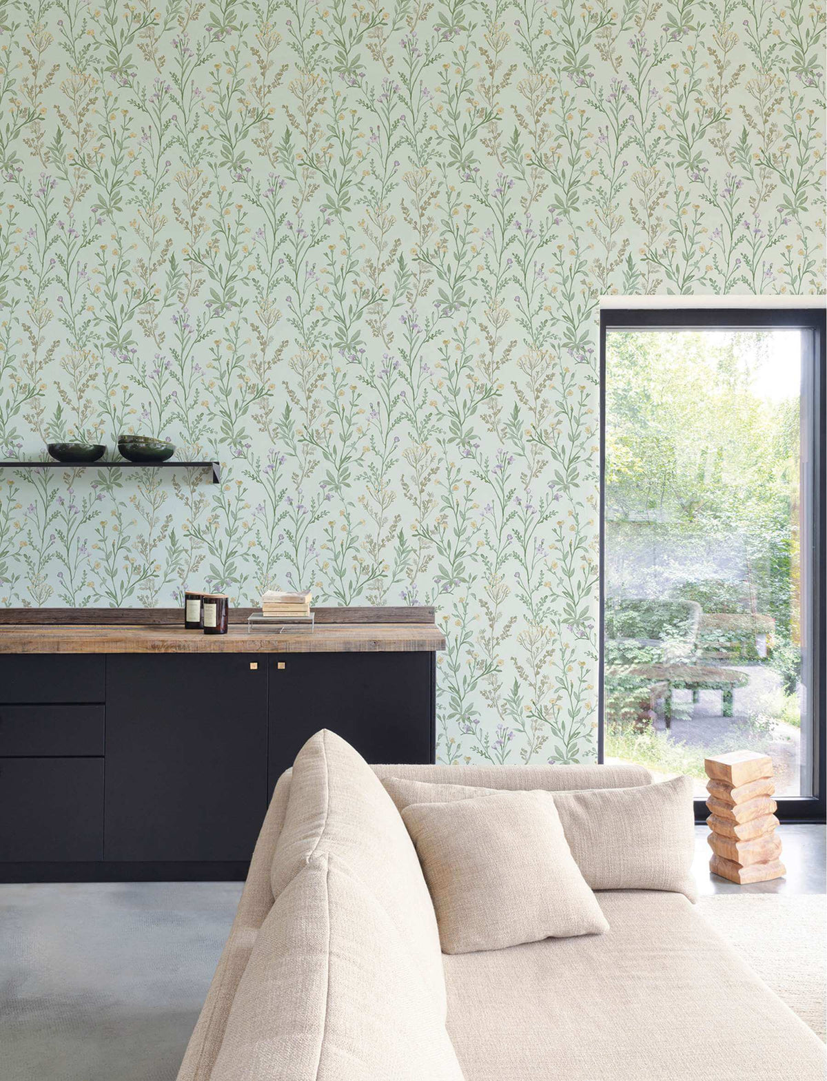 Chesapeake Kitchen & Bath Laverne Wildflowers Wallpaper Sample - Aquamarine