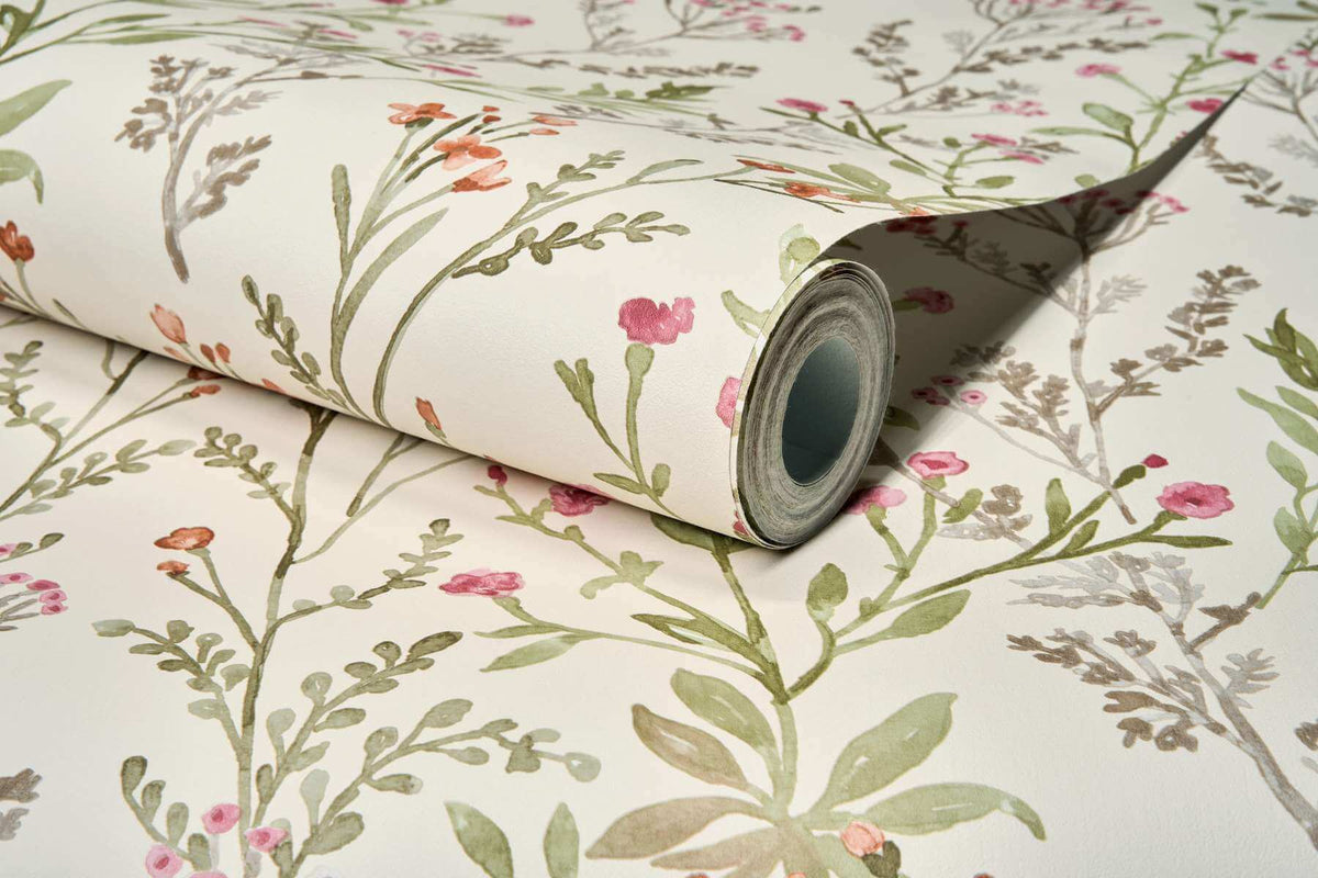 Chesapeake Kitchen & Bath Laverne Wildflowers Wallpaper Sample - Green