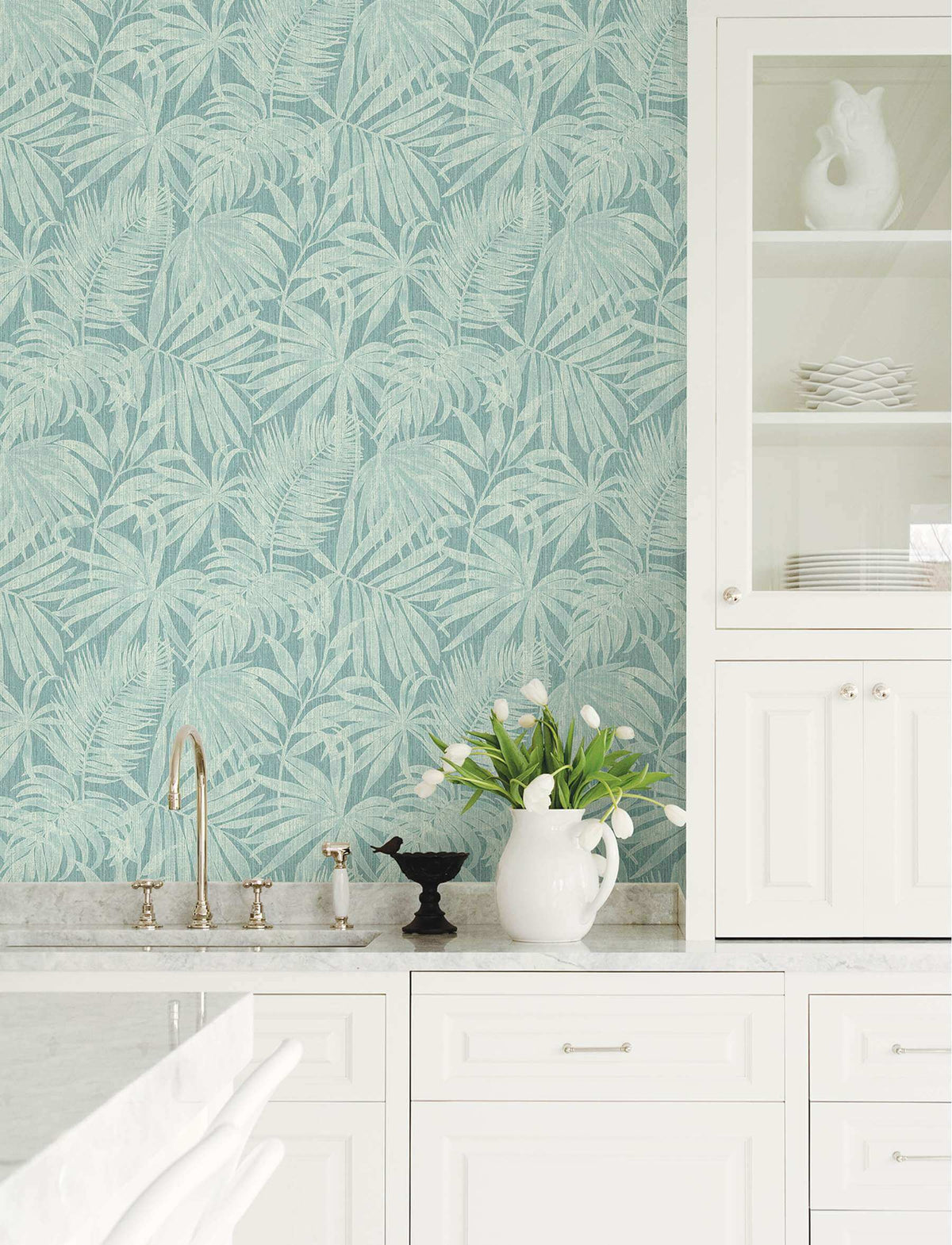 Chesapeake Kitchen & Bath Sonny Fronds Wallpaper - Light Blue
