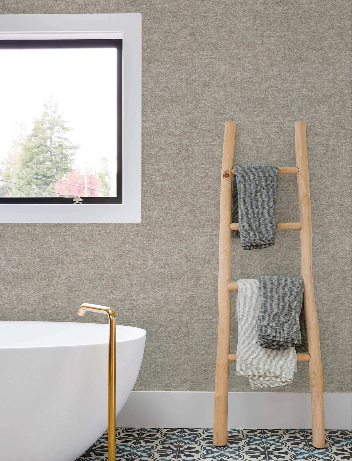 Chesapeake Kitchen & Bath Tansy Wallpaper Sample - Dark Grey