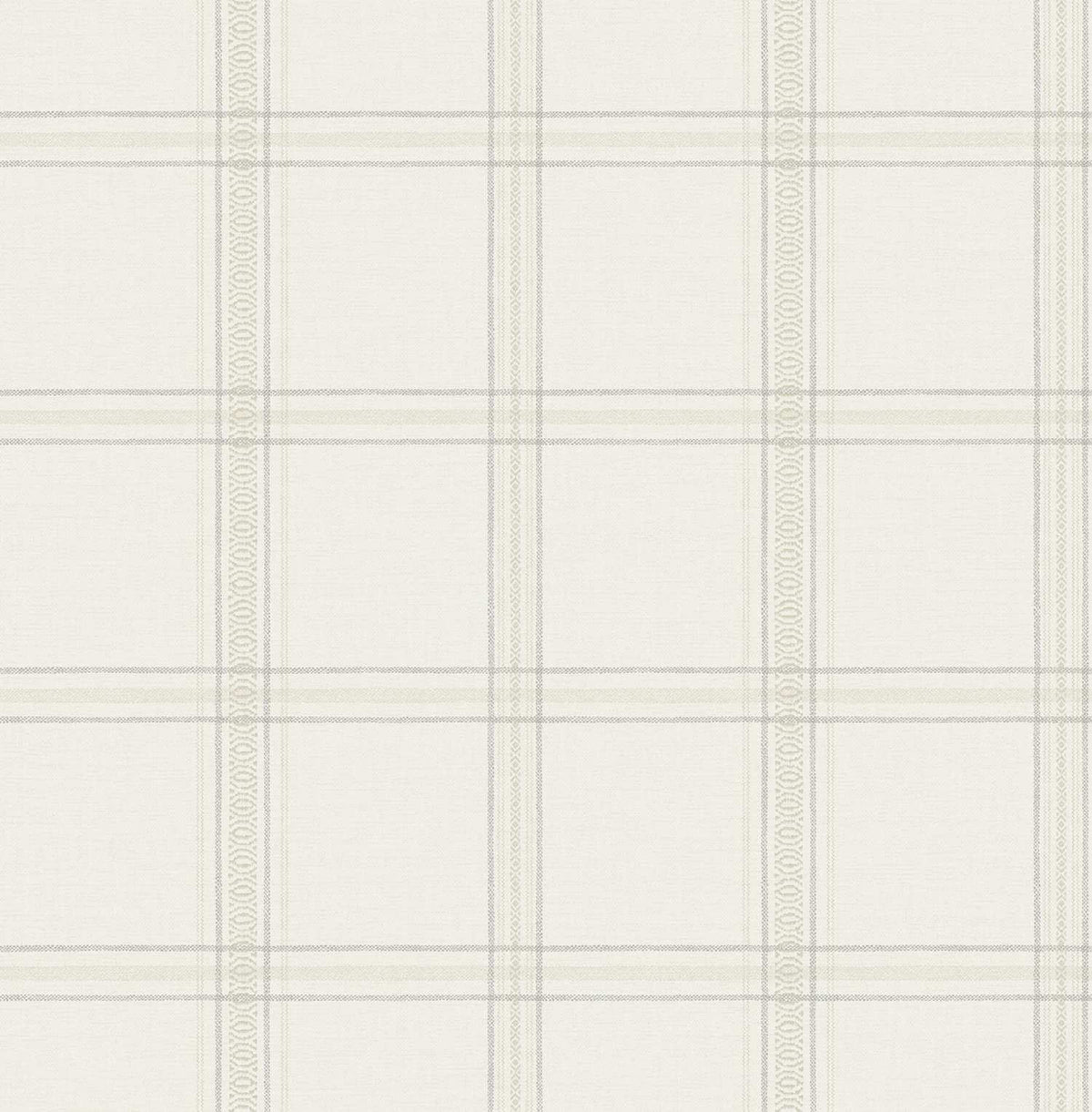 Chesapeake Plaid & Stripe Auberge Wallpaper Sample - White