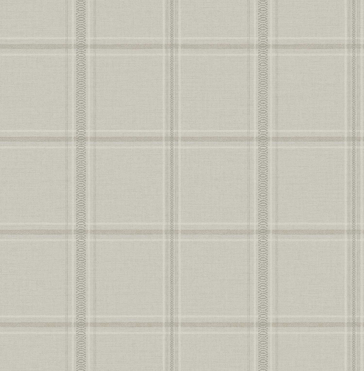 Chesapeake Plaid & Stripe Auberge Wallpaper - Taupe
