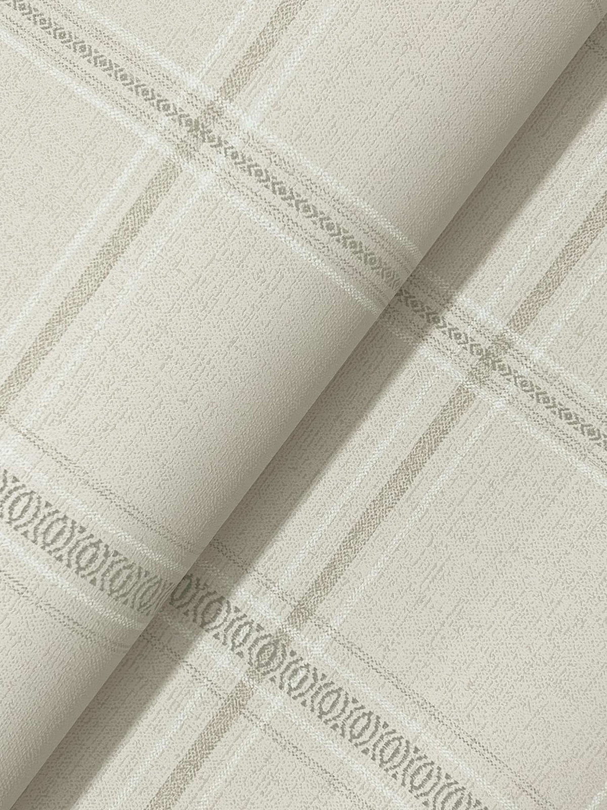 Chesapeake Plaid & Stripe Auberge Wallpaper - Taupe