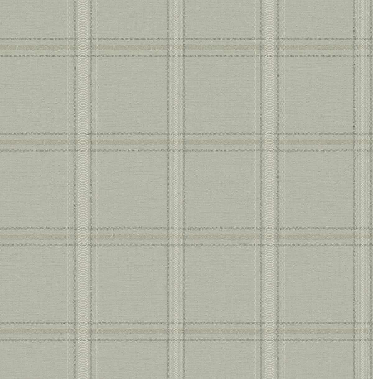 Chesapeake Plaid & Stripe Auberge Wallpaper - Sage