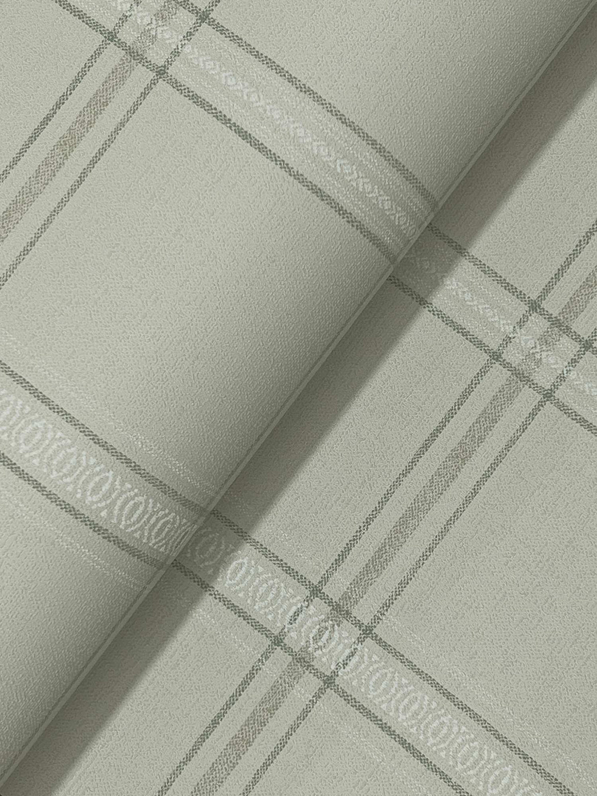 Chesapeake Plaid & Stripe Auberge Wallpaper - Sage