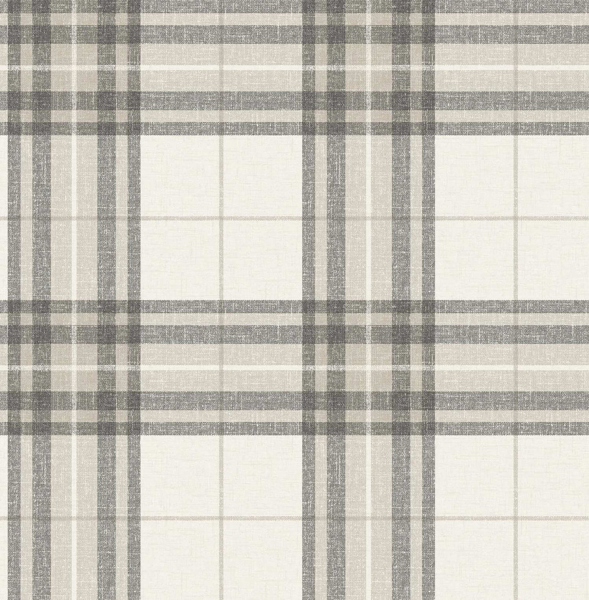 Chesapeake Plaid & Stripe Cabin Check Wallpaper - Charcoal