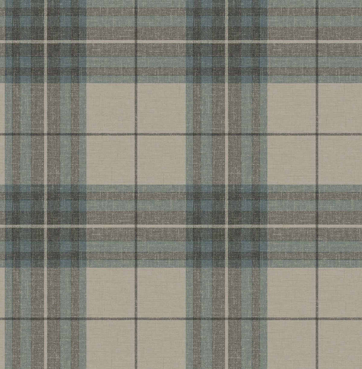 Chesapeake Plaid & Stripe Cabin Check Wallpaper Sample - Teal