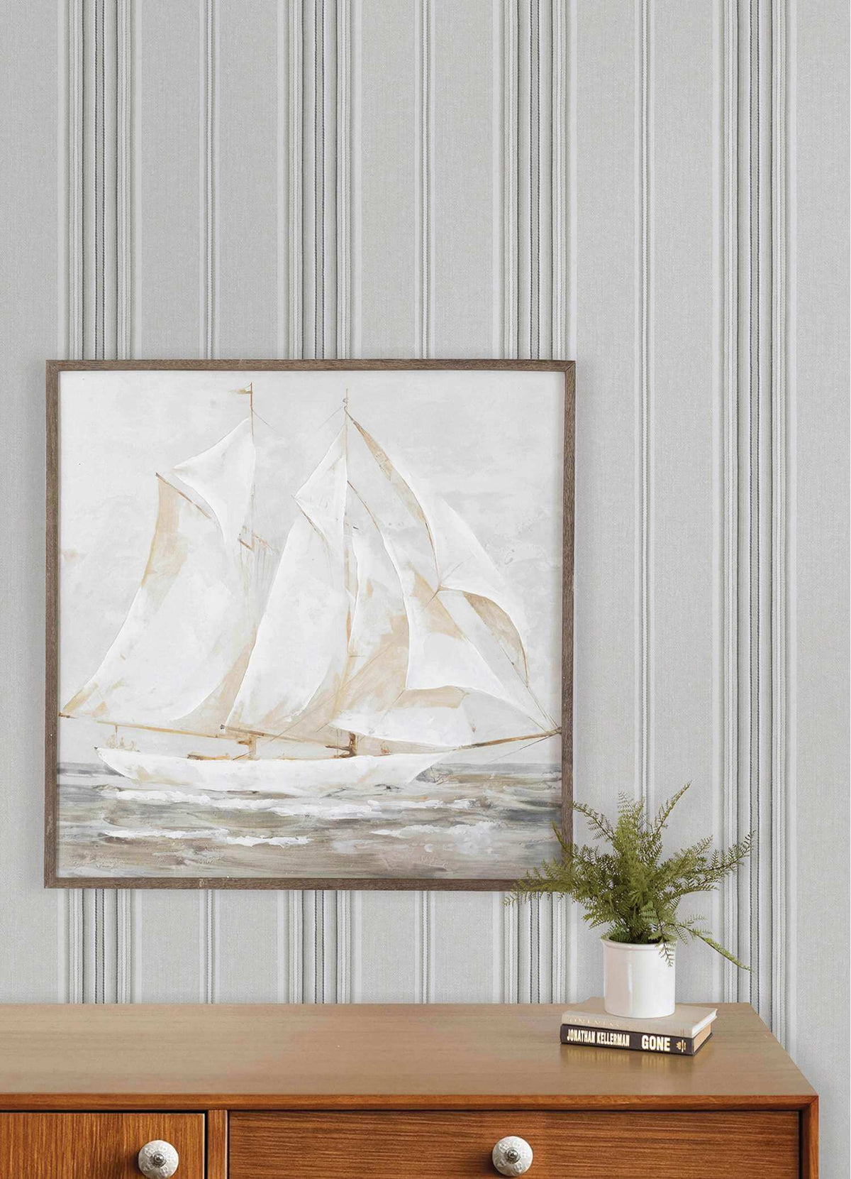 Chesapeake Plaid & Stripe Calvados Wallpaper Sample - Gray