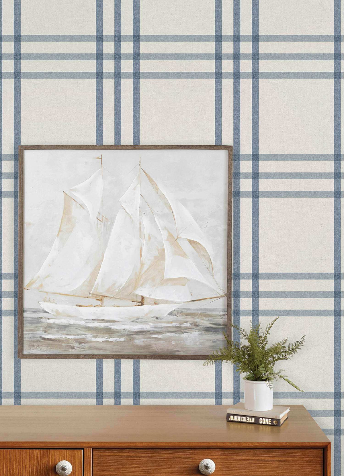 Chesapeake Plaid & Stripe Fletcher Wallpaper - Blue