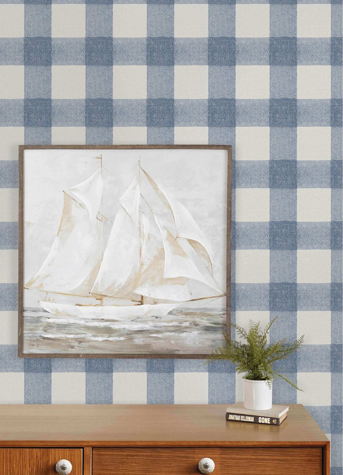 Chesapeake Plaid & Stripe Thorpe Wallpaper Sample - Blue
