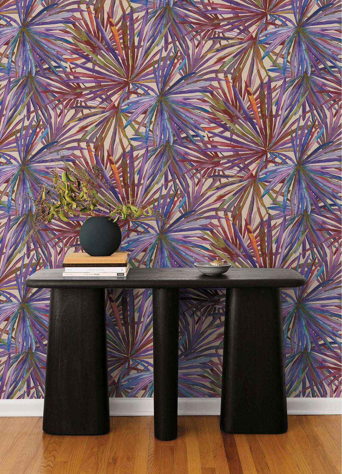 A-Street Prints Portofino Corifa Palm Leaf Wallpaper - Purple