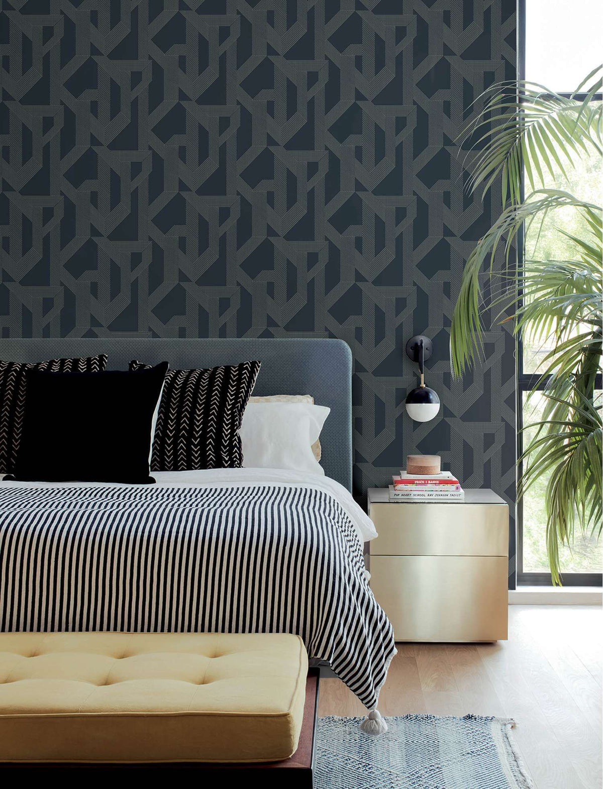 A-Street Prints Moderne Deco Franz Wallpaper Sample - Navy