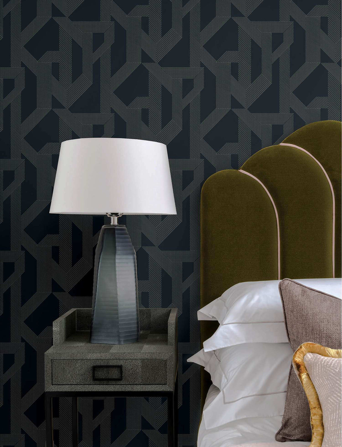 A-Street Prints Moderne Deco Franz Wallpaper Sample - Navy