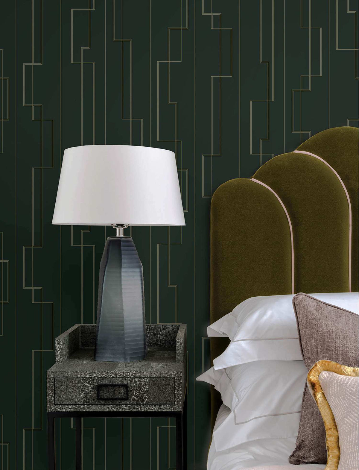 A-Street Prints Moderne Deco Anson Wallpaper - Evergreen
