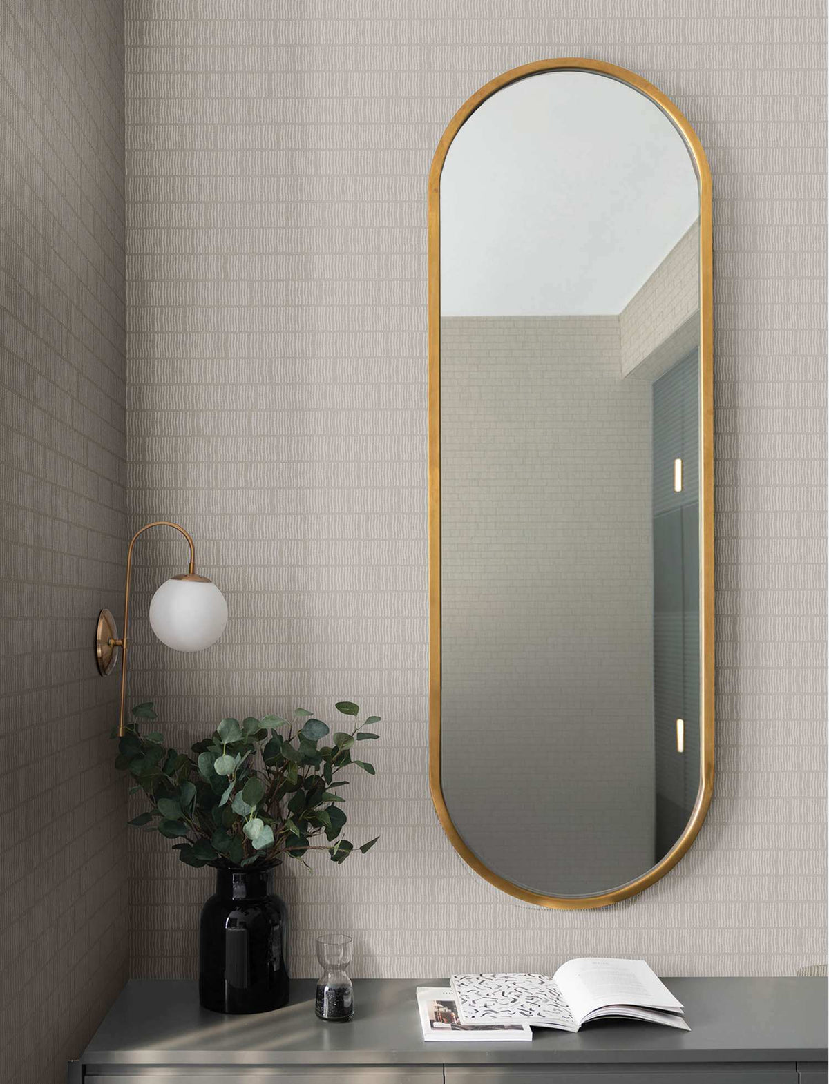 A-Street Prints Moderne Deco Collis Stripe Wallpaper - Dove