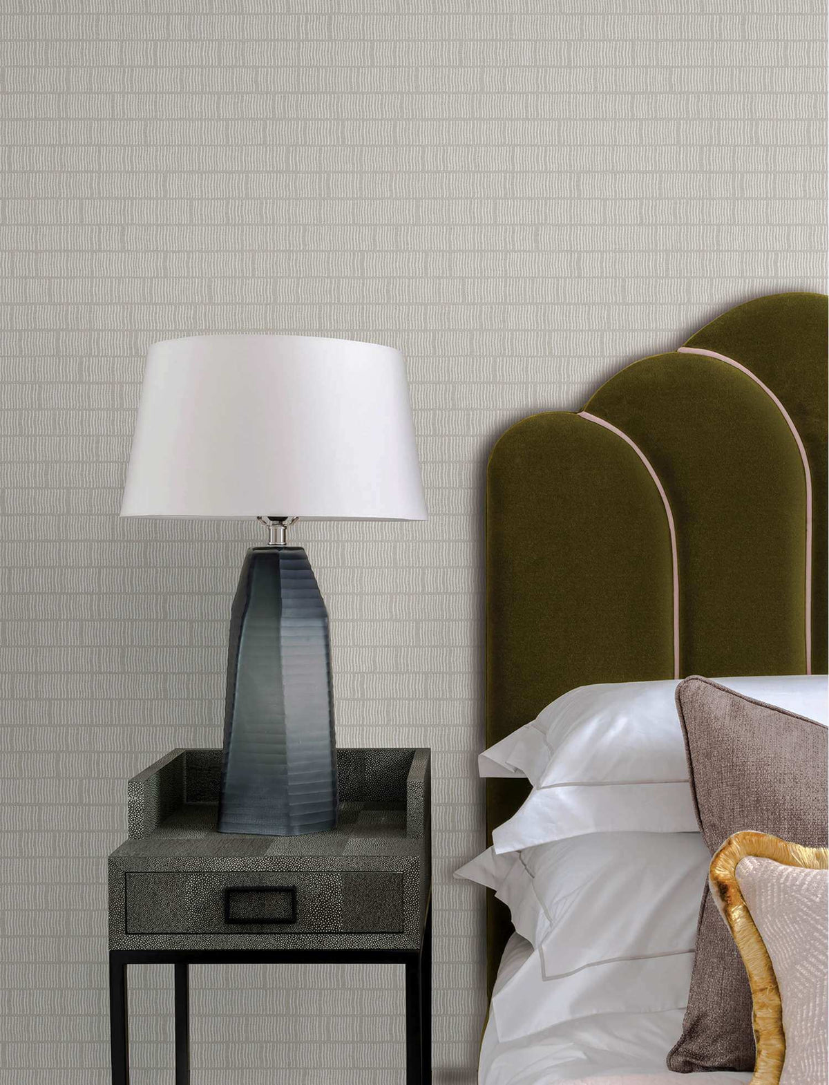 A-Street Prints Moderne Deco Collis Stripe Wallpaper - Dove
