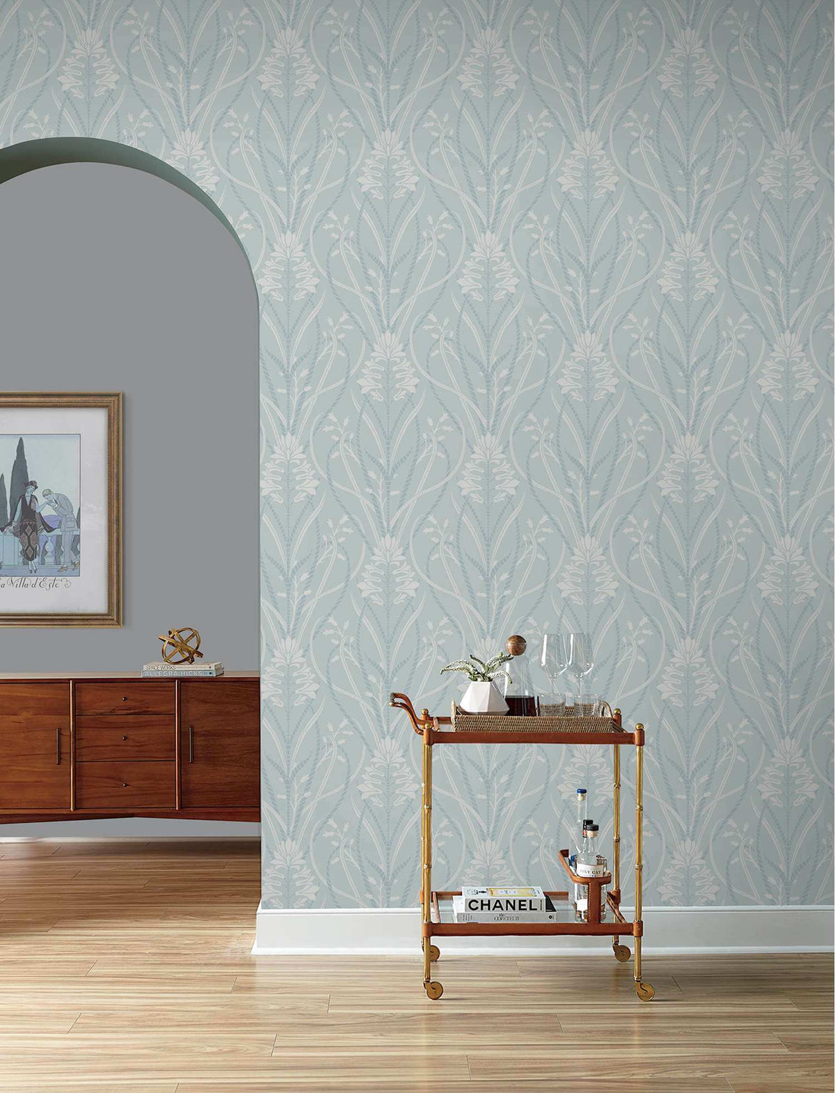 A-Street Prints Moderne Deco Rosalind Wallpaper - Sky Blue