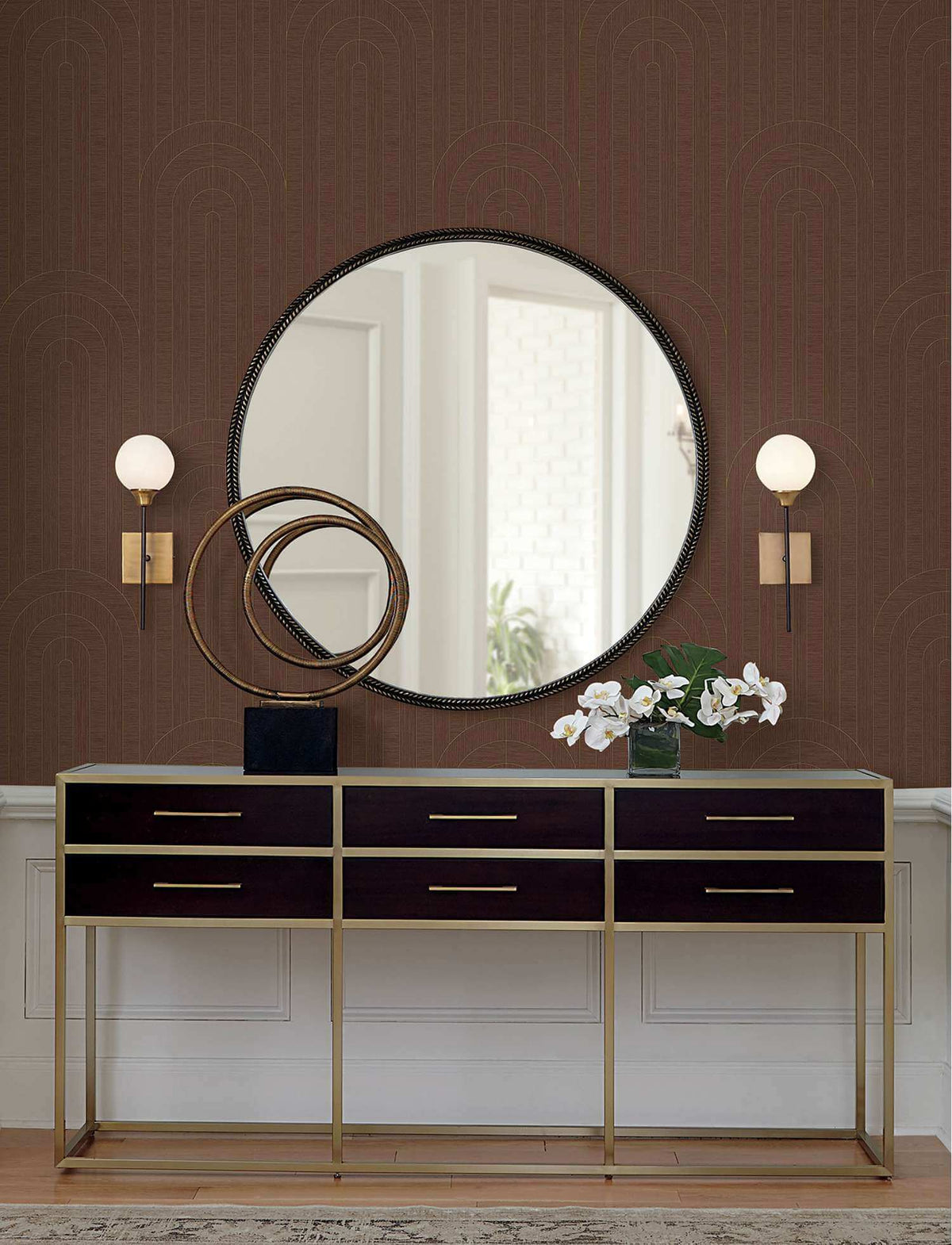 A-Street Prints Moderne Deco Declan Wallpaper Sample - Maroon