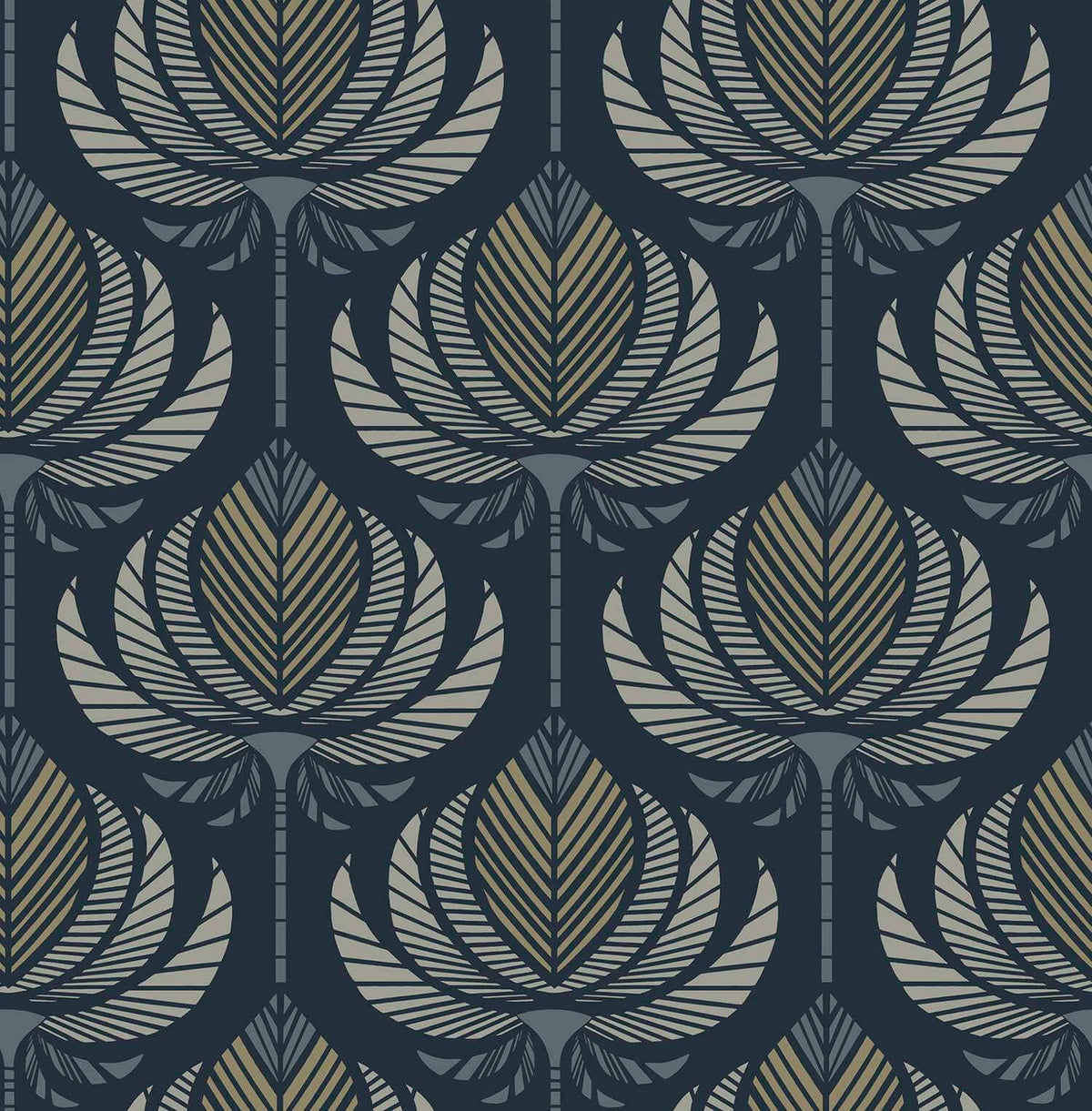 A-Street Prints Moderne Deco Ferrenby Wallpaper Sample - Dark Blue
