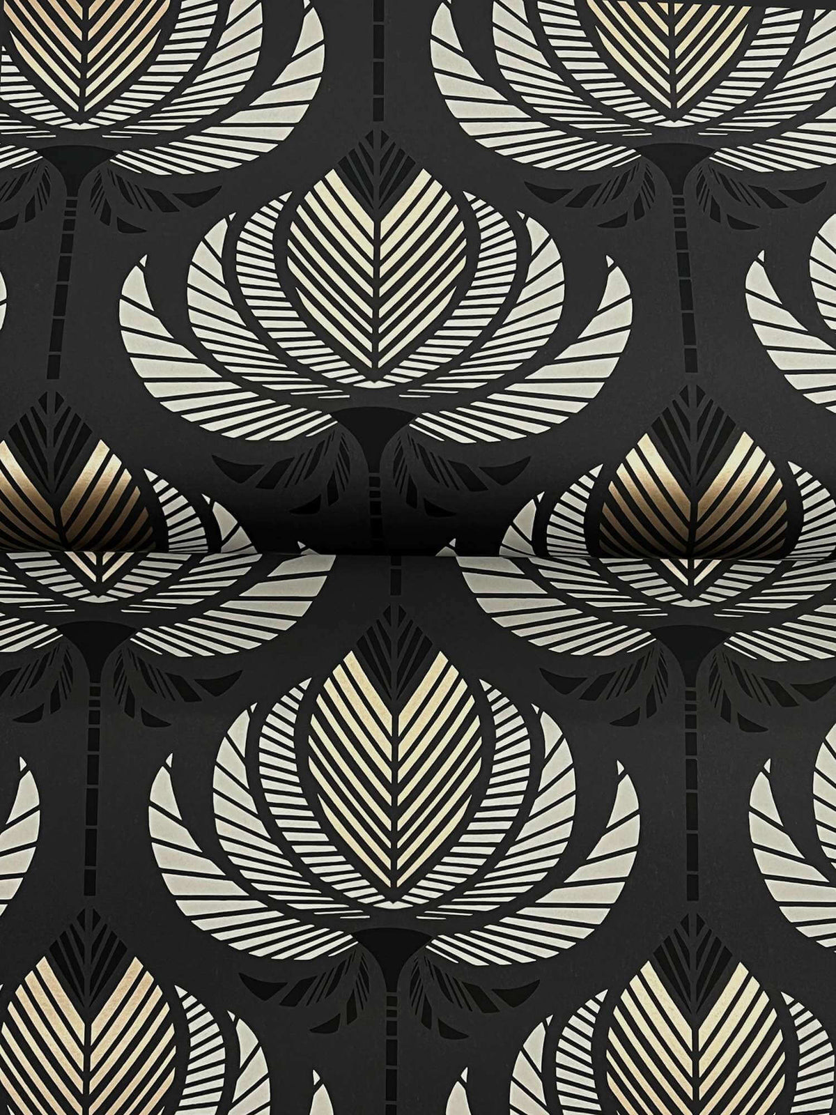 A-Street Prints Moderne Deco Ferrenby Fan Wallpaper - Black