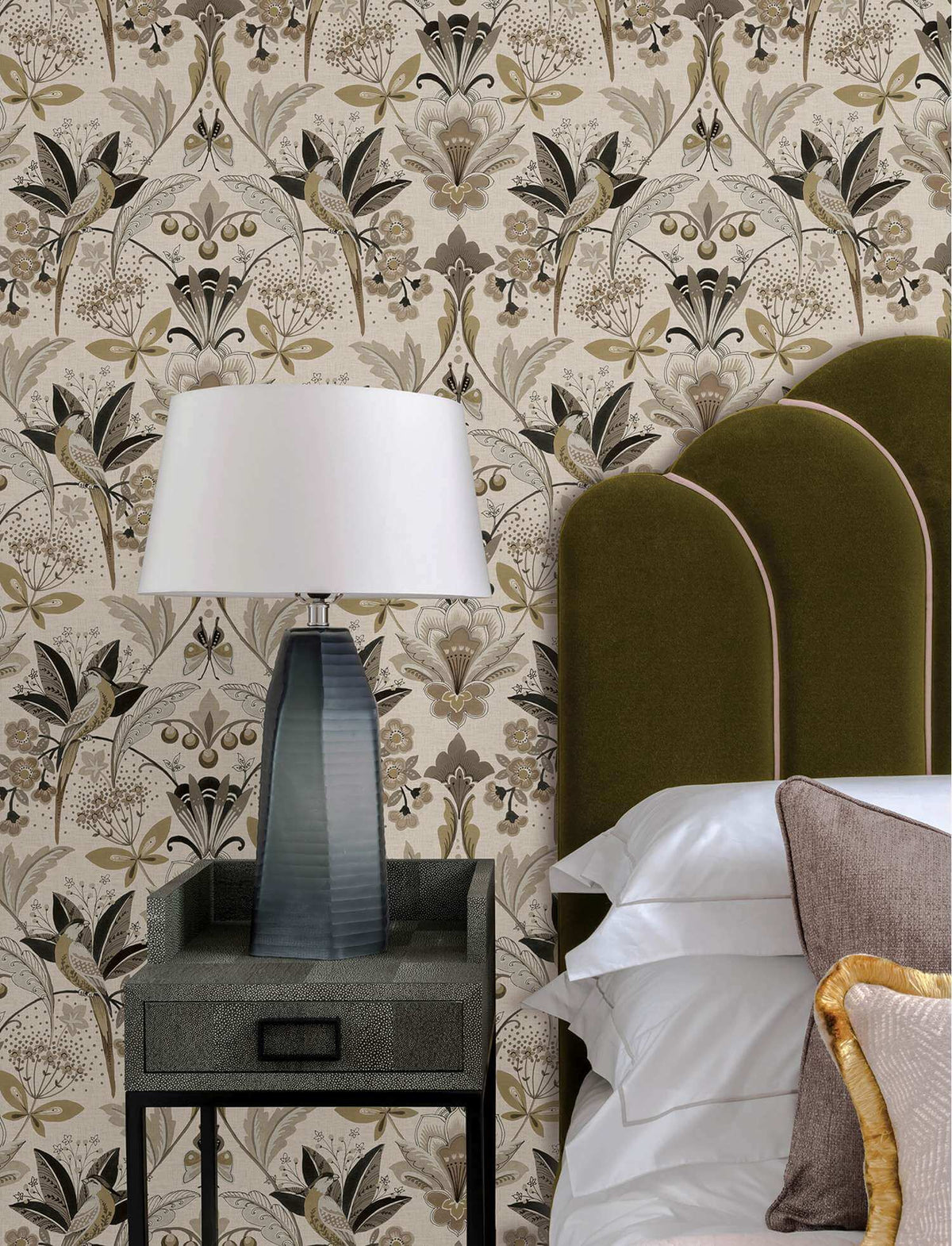 A-Street Prints Moderne Deco Bernadette Garden Wallpaper - Black