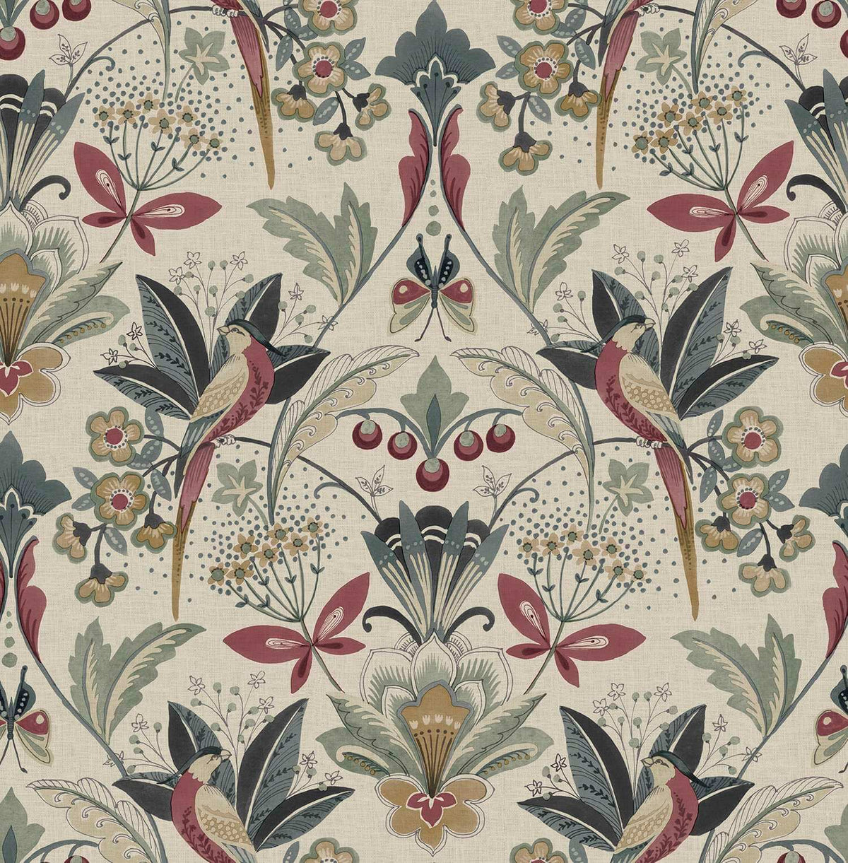 A-Street Prints Moderne Deco Bernadette Garden Wallpaper - Merlot