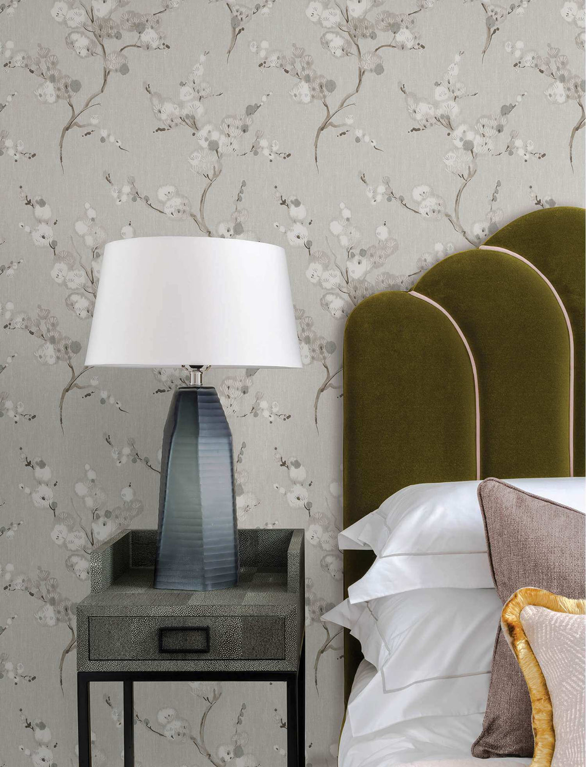 A-Street Prints Moderne Deco Bliss Blossom Wallpaper - Stone