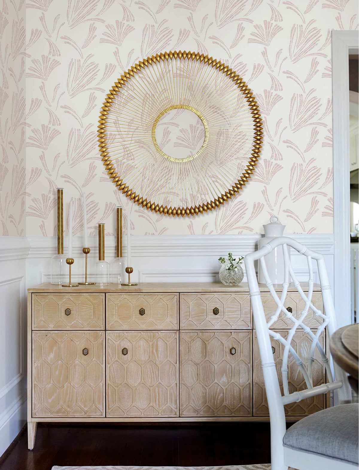 A-Street Prints Moderne Deco Ermine Wallpaper Sample - Blush