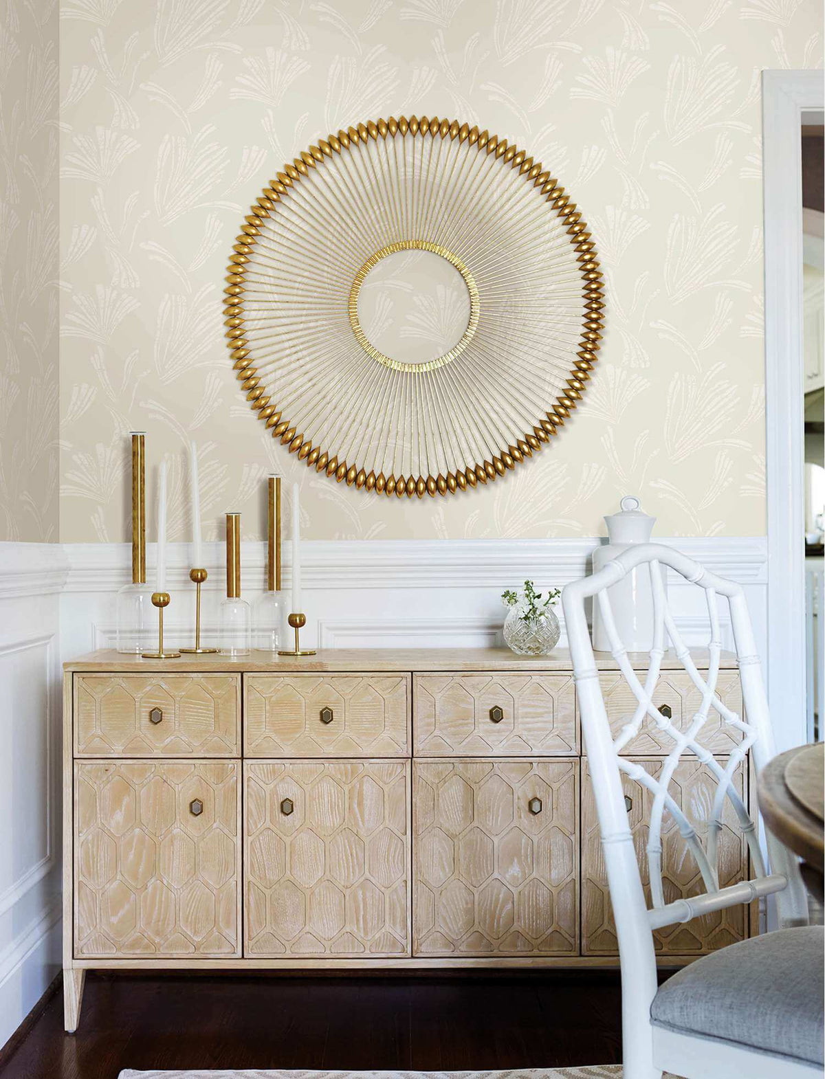A-Street Prints Moderne Deco Ermine Wallpaper - Dove
